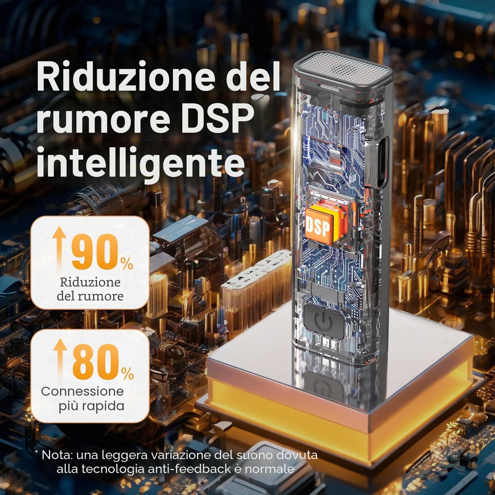 Amplificatore Vocale Wireless con Microfono Lavalier, Design Compatto con Ricarica e Custodia–Speaker Portatile per Insegnanti, Presentazioni,Allenamenti, Outdoor–Nero