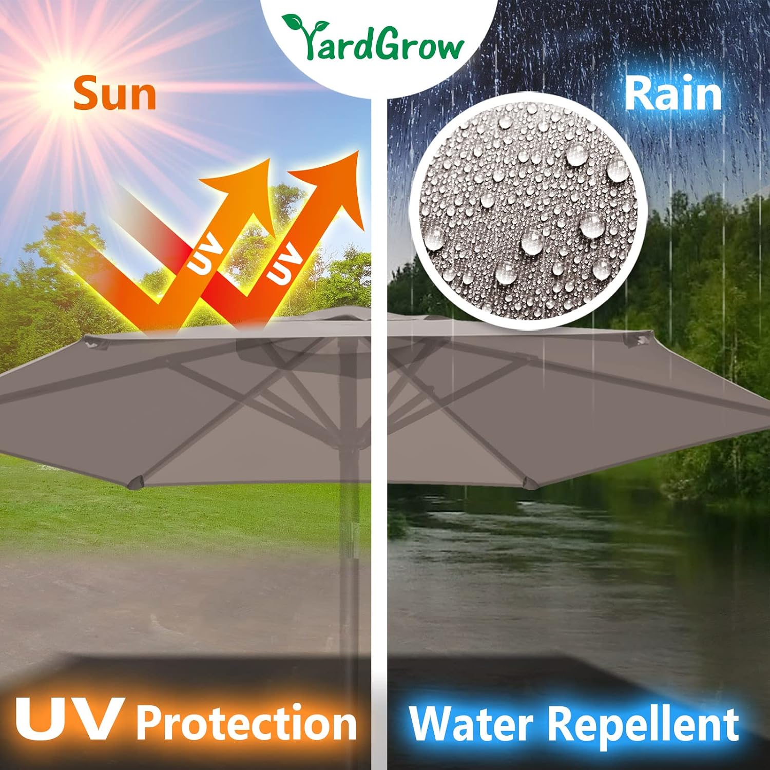 YardGrow 6.5 FT Patio Umbrella Replacement Canopy 6 Ribs Umbrella Canopy Replacement for Patio Umbrella, Canopy ONLY