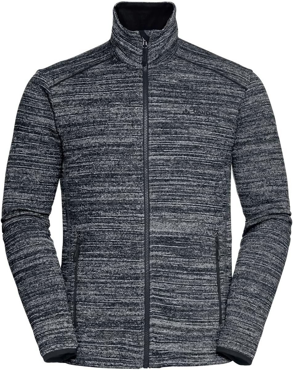 VAUDE Men's Rienza II Jacket - Warm Fleece Jacket for Hiking - Perfect as a Base Layer - Knitted Look - Black, Large