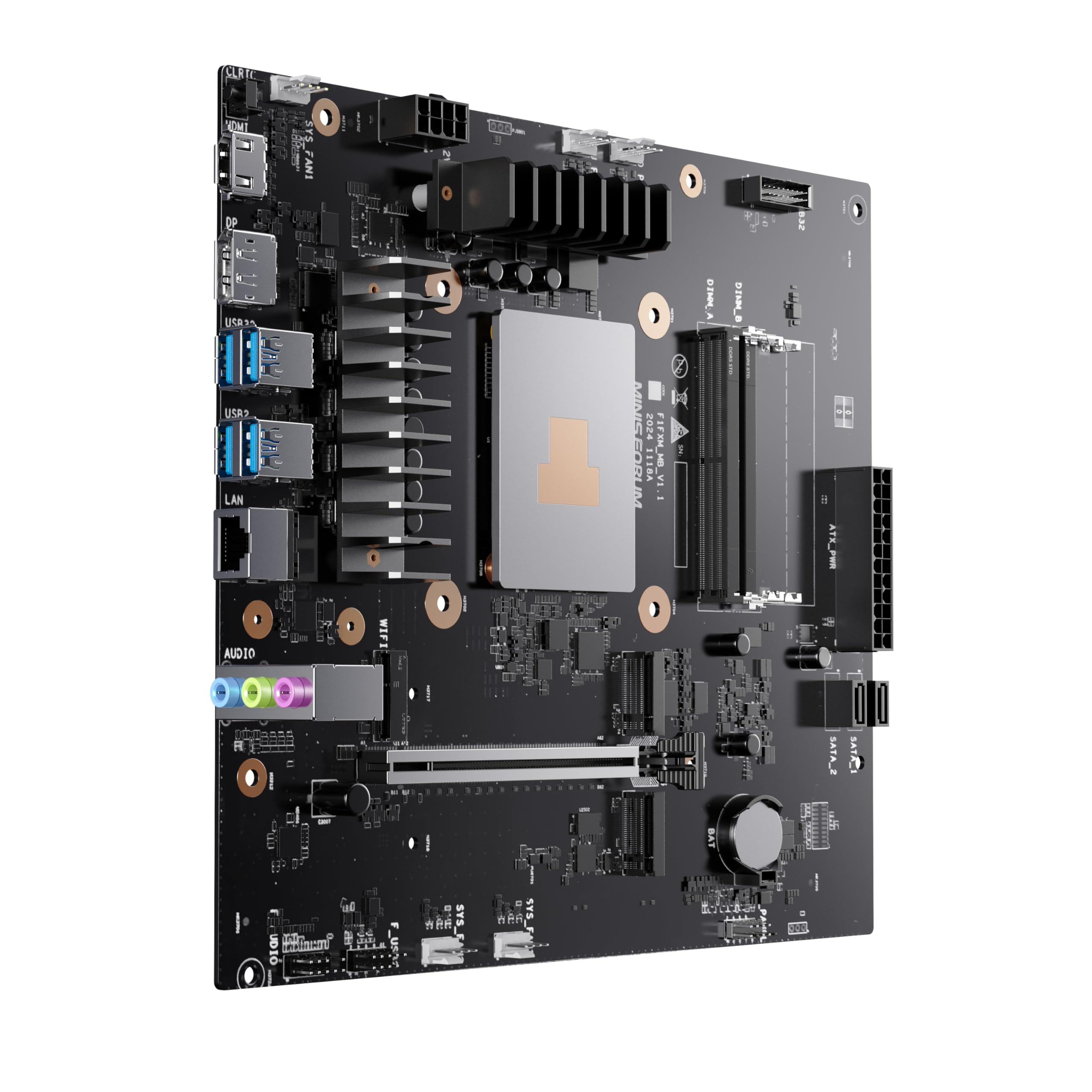 MINISFORUM Motherboard BD795M M-ATX Motherboard, AMD Ryzen 9 7945HX, 16C/32T, up to 5.4GHz, PCIe 4.0 x16 Slot, Dual NVMe M.2 Slots, 2X SATA3.0 HDD/SSD Slots, DDR5, 8K HDMI/DP, USB 3.2, RJ45 2.5G