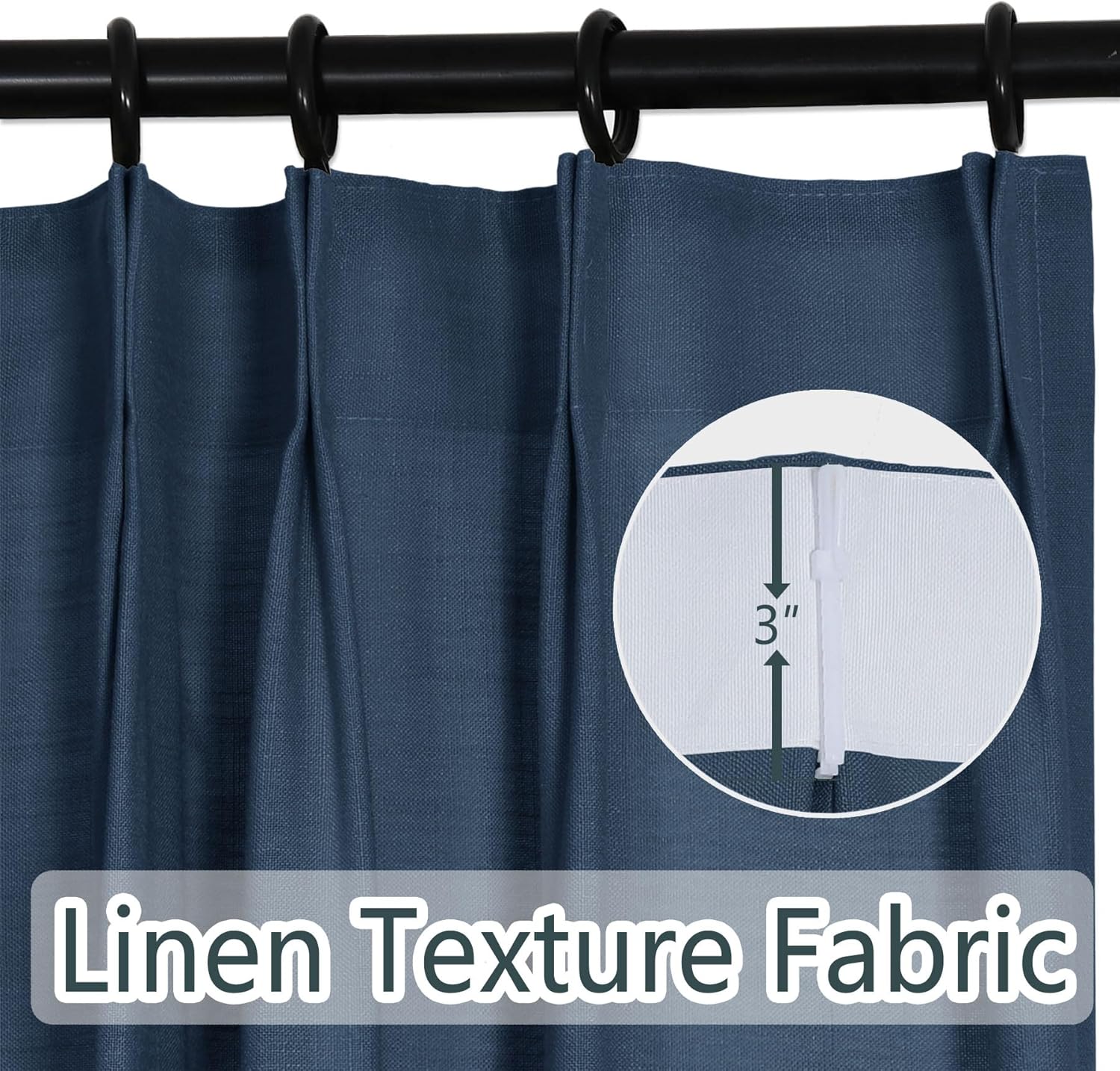 Macochico Light Filtering Linen Curtains 96 Inches Long 2 Panels Set, Pinch Pleat Faux Linen Textured Drapes for Living Room Bedroom Nursery, Privacy Window Treatment, Teal,72W x 96L,