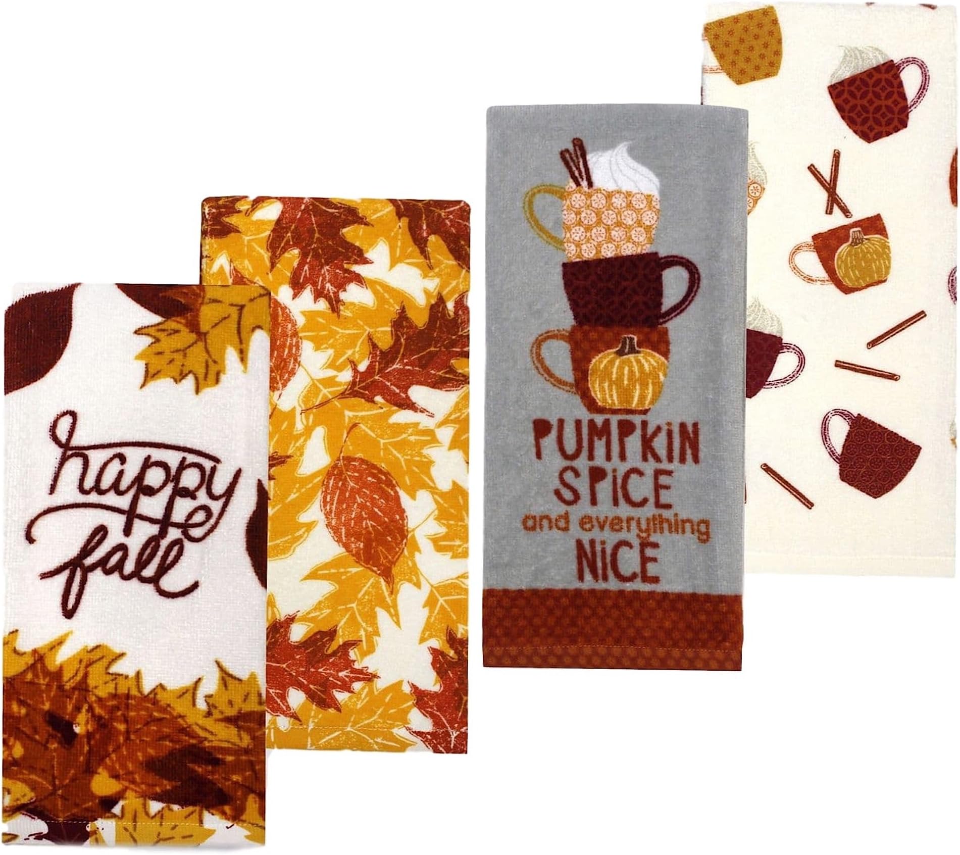 Celebrate Fall Kitchen Towels Set of 2 Pumpkin Spice Theme