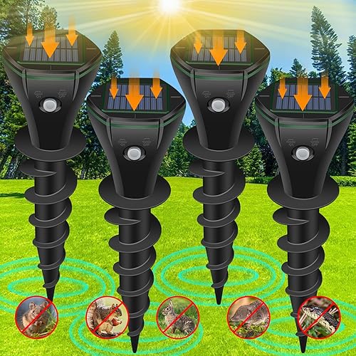 Miniatura 1 de Repelente ultrasónico de topos para exteriores, repelente de topos actualizado 2024, alimentado por energía solar para césped, jardín, patio,