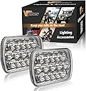 Partsam 2PCS Rectangle H6054 LED Headlights 5x7 7x6 Headlamp Hi/Low Sealed Beam H4 9003 Plug 6054 H5054 Compatible with S10 Blazer Express Van/Wrangler YJ XJ Cherokee Truck Van