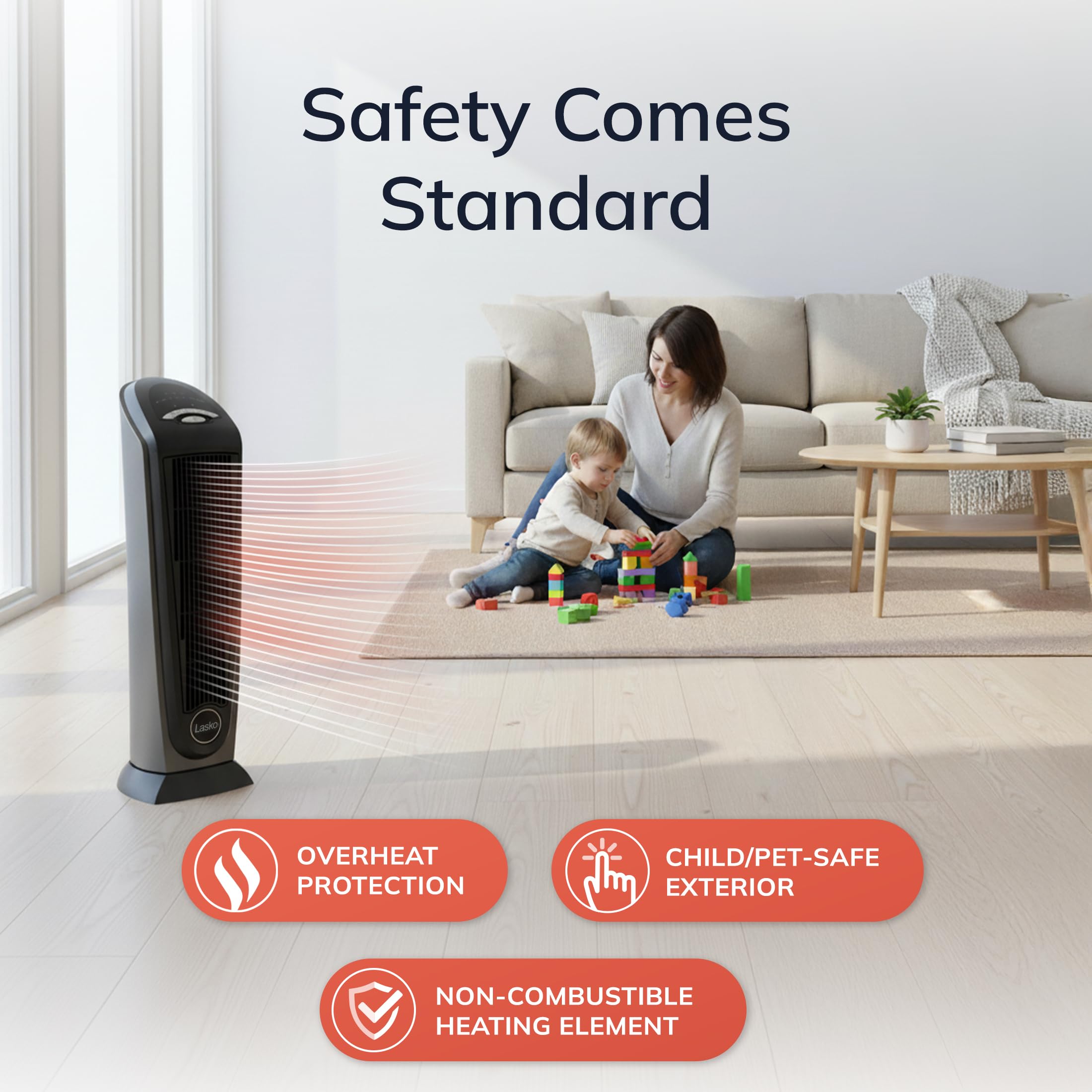 Lasko Tower Space Heater Indoor, Compact Electric Heaters for Indoor Use, Small Space Heater with Remote, Ideal Lasko Space Heaters for Indoor Use, 22.5 Inches, Grey/Black, 1500W, 751320