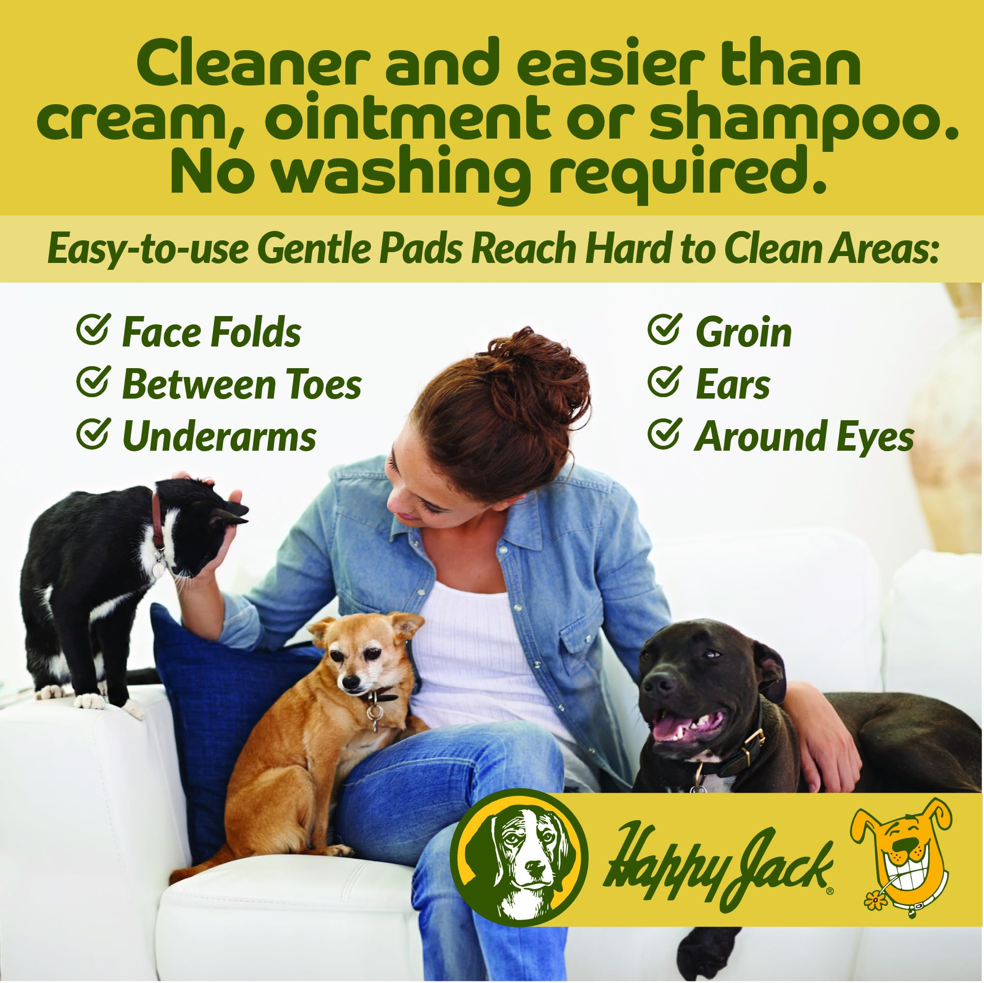 HAPPY JACK KetoHexidine Pet Wipes, Chlorhexidine Pads for Dogs & Cats with Ketoconazole, Cat Wipes for Acne, Wrinkles, Paws, Itchy Skin, 50 Ct - image 4