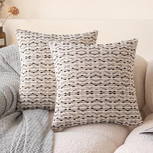 Paquete de 2 fundas de almohada bohemias, fundas de cojín cuadradas suaves y decorativas para granja, para sofá, cama, automóvil y sala de estar, 18