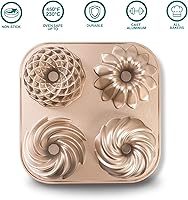 Vista 3 de Baker's Secret Molde estriado antiadherente para pasteles, moldes de aluminio fundido resistente para hornear pasteles, 2 capas de revestimiento