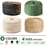 Rope sisal pour la réparation d'arbres de chat 66 FT, 1/4 pouce (6mm) Diamètre Rope sisal pour le remplacement du poste de craquage de chat, DIY Écraseur de chat, Beige