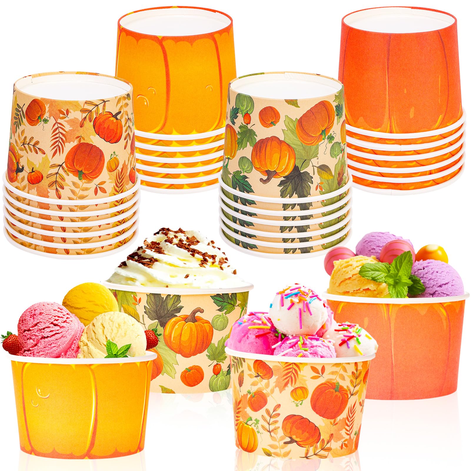 Gobelets jetables en carton pour collation et dessert avec motifs citrouilles