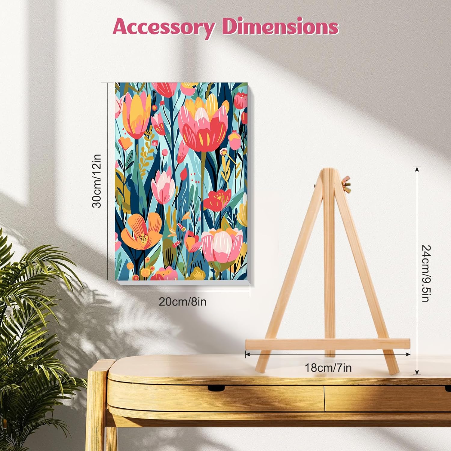 MISCER 4 Pack Framed Paint by Numbers Kit for Adults Beginners, Adult Paint by Number Kits On Canvas with Easel, Flowers Easy Framed Paint by Numbers for Beginner Gift Home Wall Decor 8x12 inch