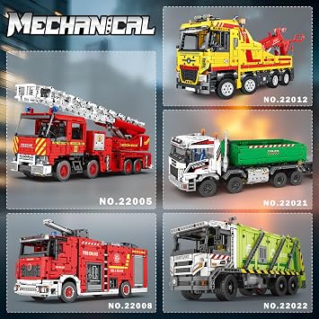 Reobrix Fire Truck Building Blocks Set,APP Remote Control RC Fire Truck Toy Set 22005,Emergency Vehicle Building Toys,Big Fire Truck Model Car Toy for Adults,3047 PCS