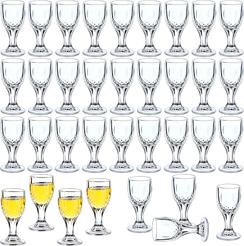 Juego de 36 vasos de chupito de 0.3fl oz, mini vasos de chupito con tallo, mini copas de vino para juegos de whisky, vidrio de grosor
