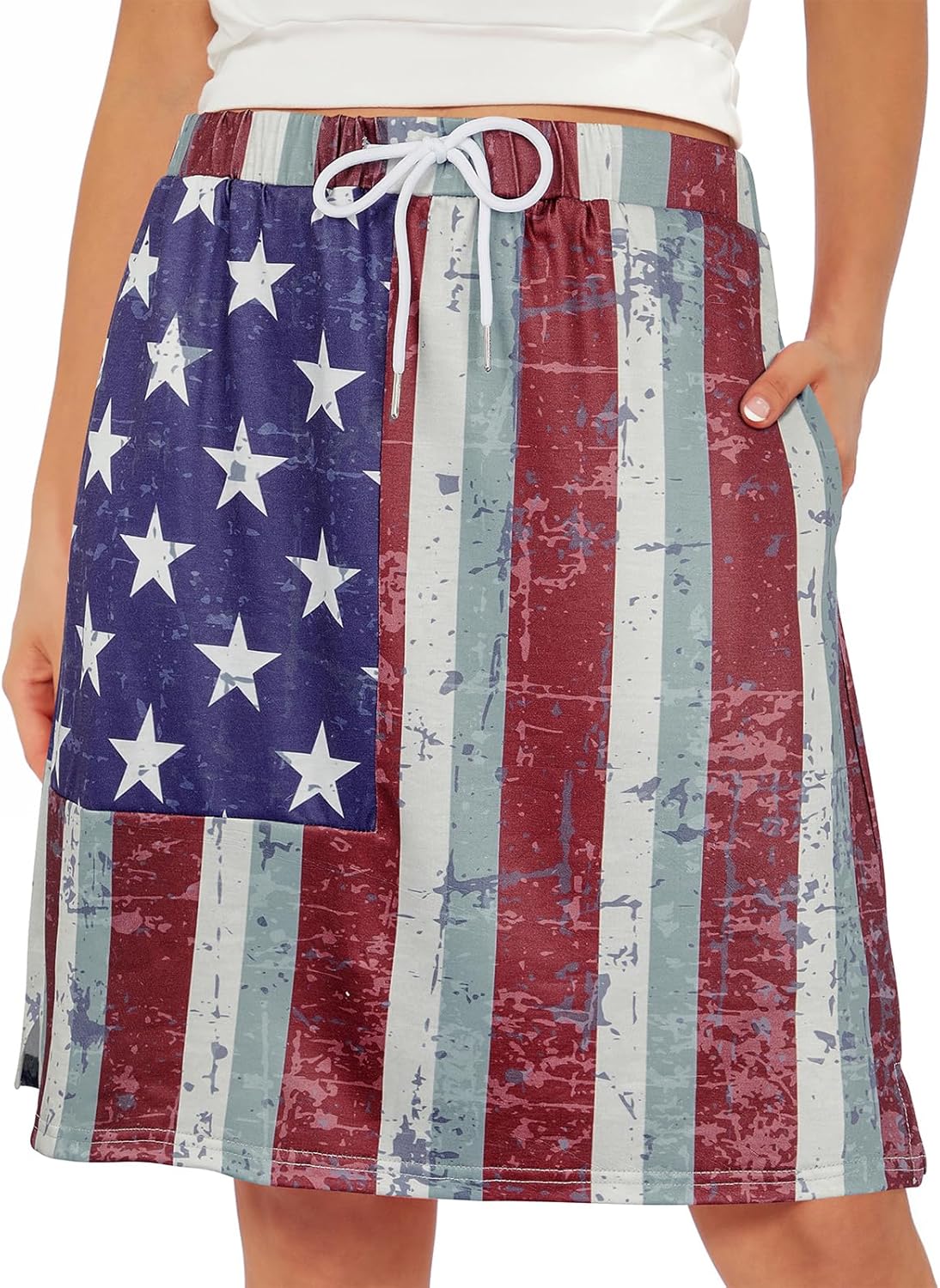 Tennis Skirt for Women with Pockets Athletic Skort Knee Length Golf High Waist Skirt Drawstring Shorts Tennis Skirt for Women with Pockets Athletic Skort Knee Length Golf High Waist Skirt Drawstring Shorts
