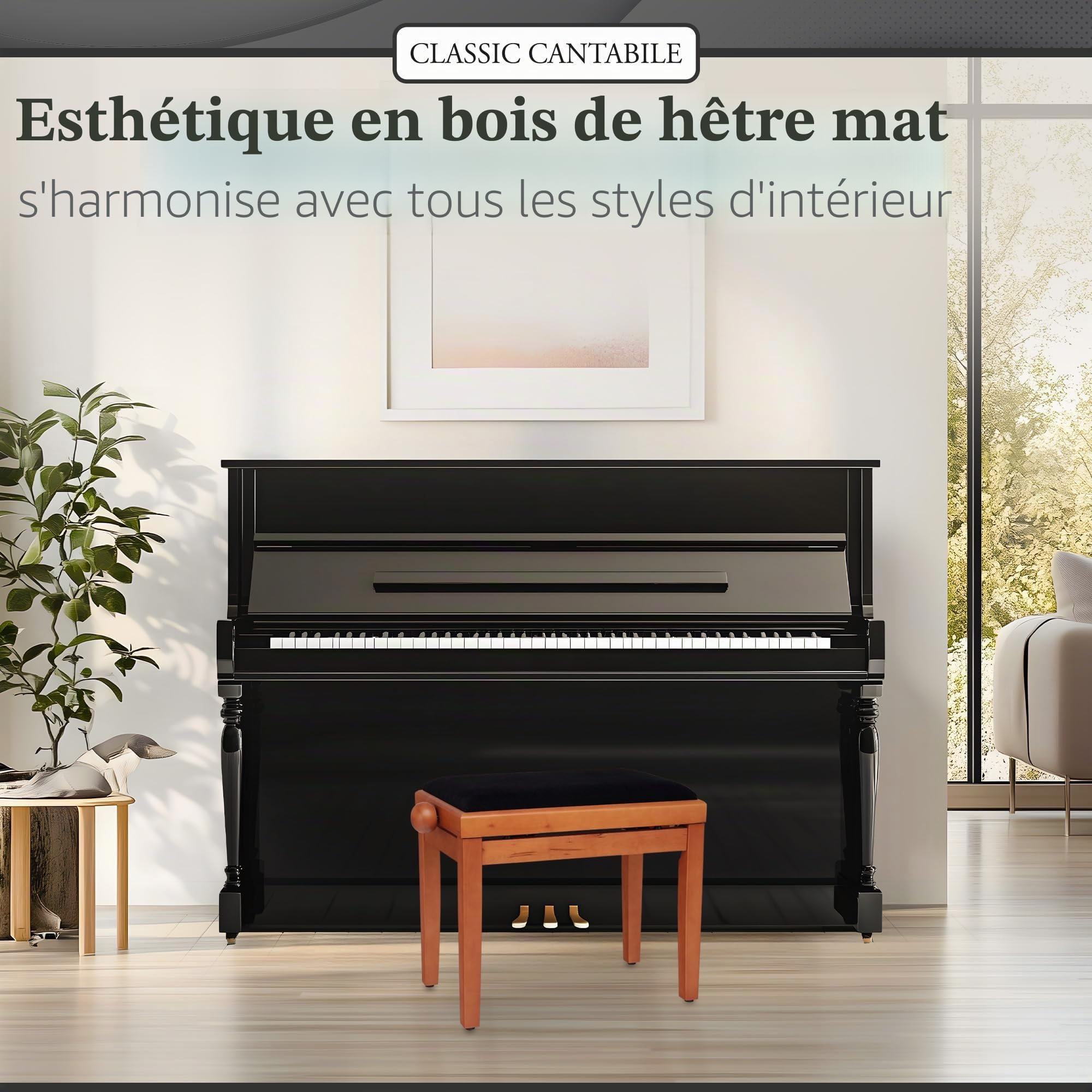 Classic Cantabile Banc de Piano en hêtre