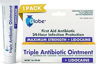 Globe Lidocaine First Aid Antibiotic Ointment 1 Oz - Maximum Strength Pain Relief & Infection Protection - Numbs Skin Fast with Lidocaine - Emergency Use & Infection Protection