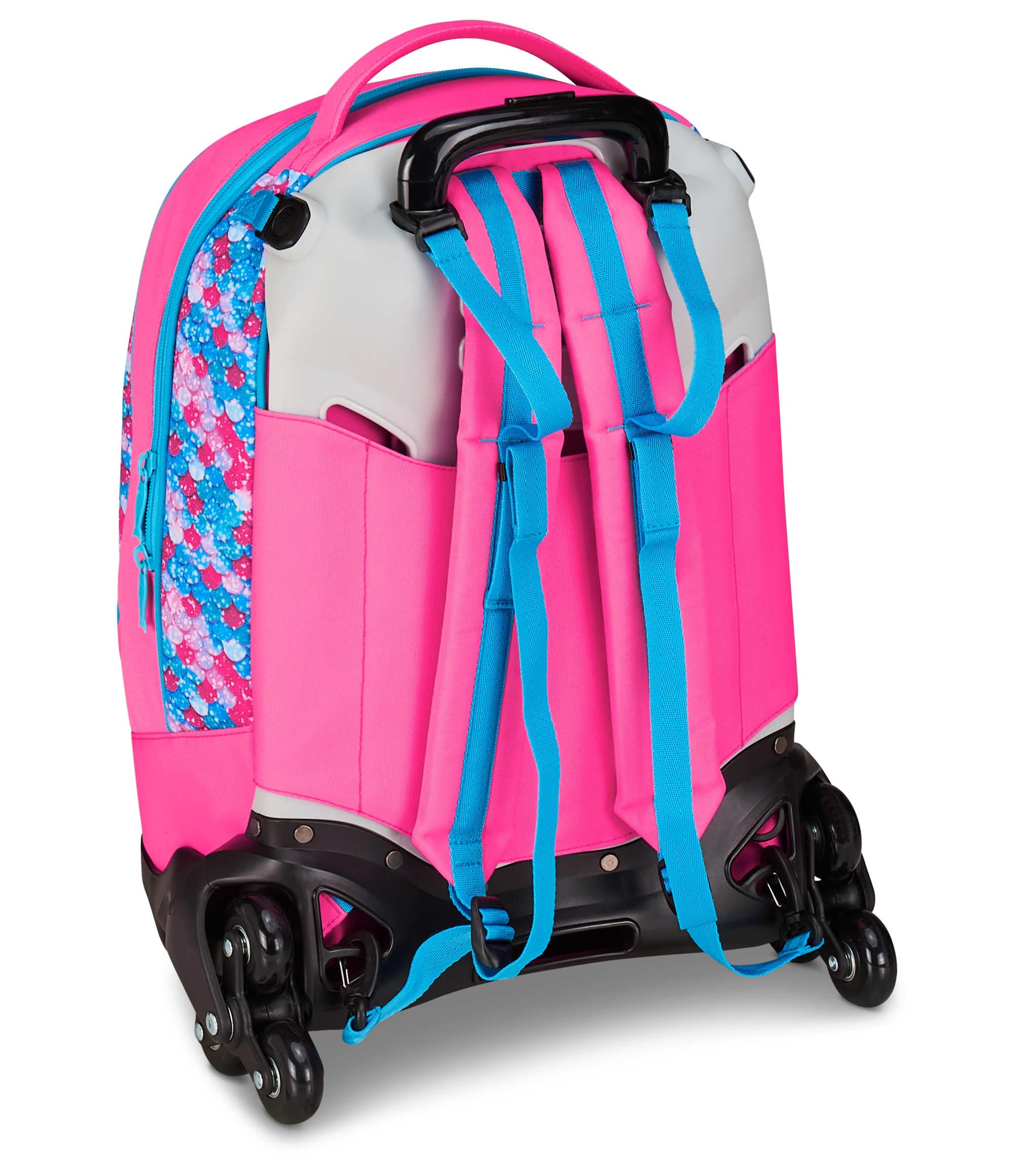 Seven Mermaid Magic Trolley Scuola Jack 3 Ruote, Fucsia, Zaino Con Carrello Sganciabile Da 33 Litri, Per Scuola Elementare e Media, Bambina