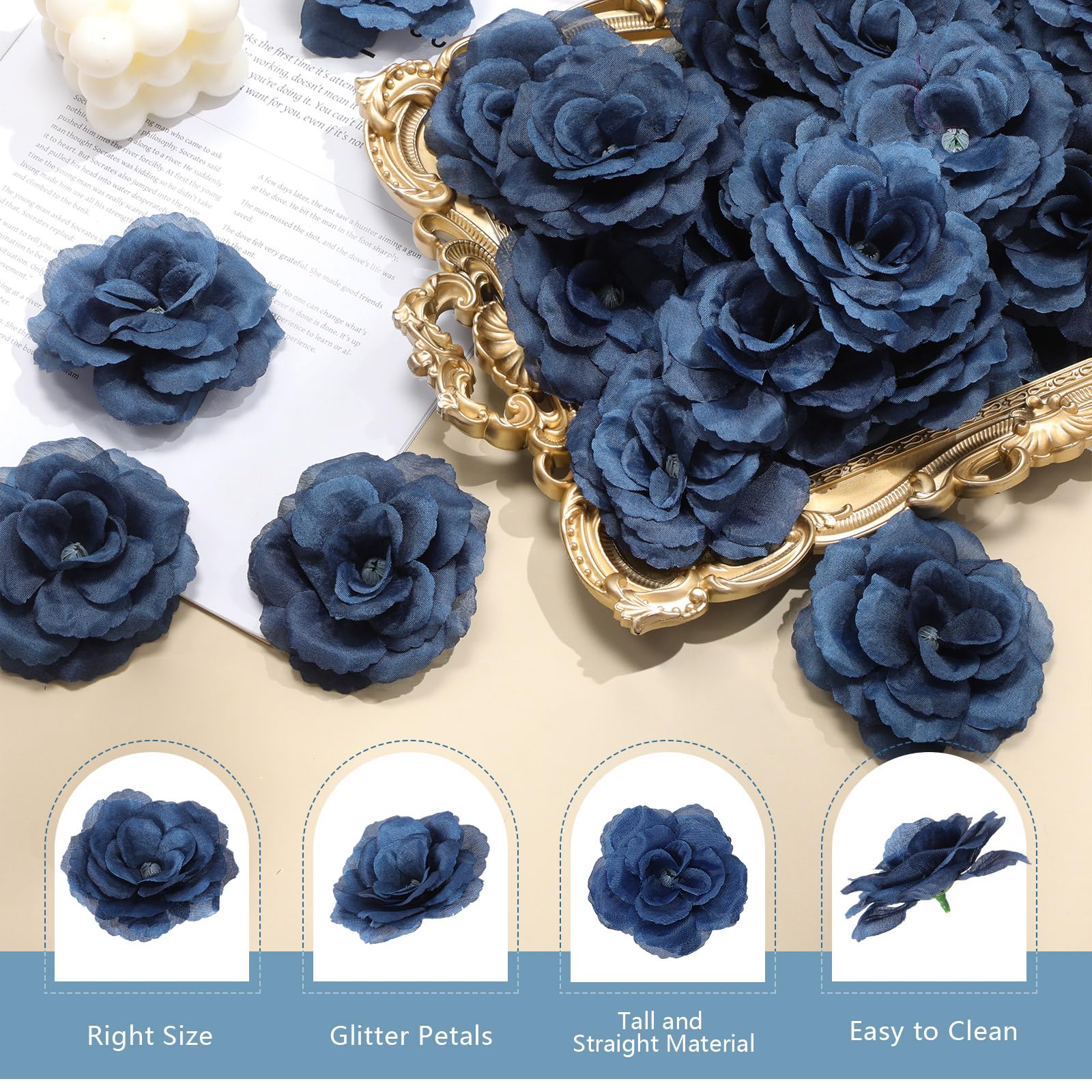 Yunlly 100 Pcs Purple Artificial Silk Roses - Long Stem Fake Flowers For DIY Wedding, Party Decor, Centerpieces
