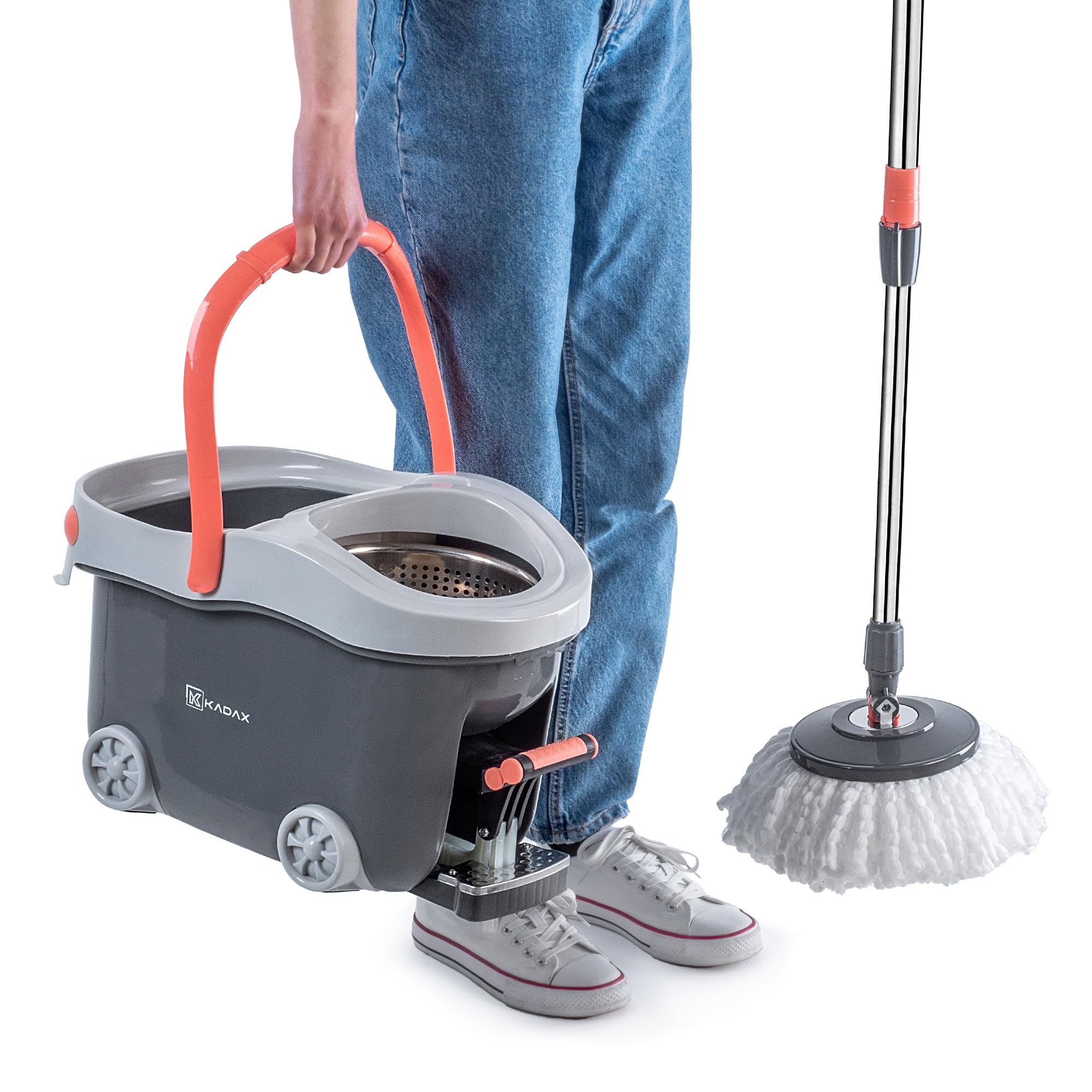 KADAX Vloerwisser complete set, mop met telescoopsteel en emmer met