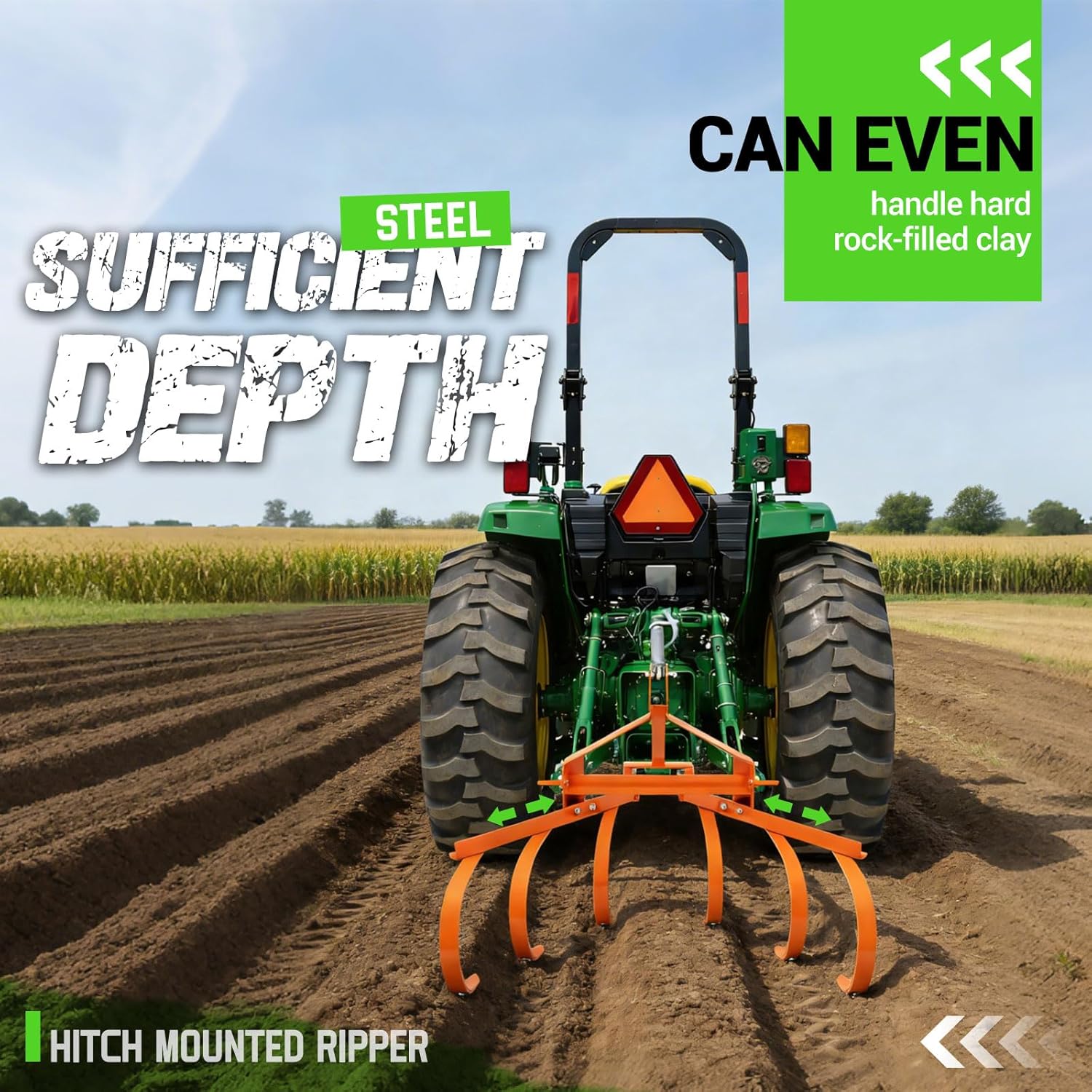 3 Point Cultivator for Category 1 Tractors 25-35 HP with 6 Spring Steel Shanks Heavy Duty Tractor Cultivator Tiller Attachment Powder Coated