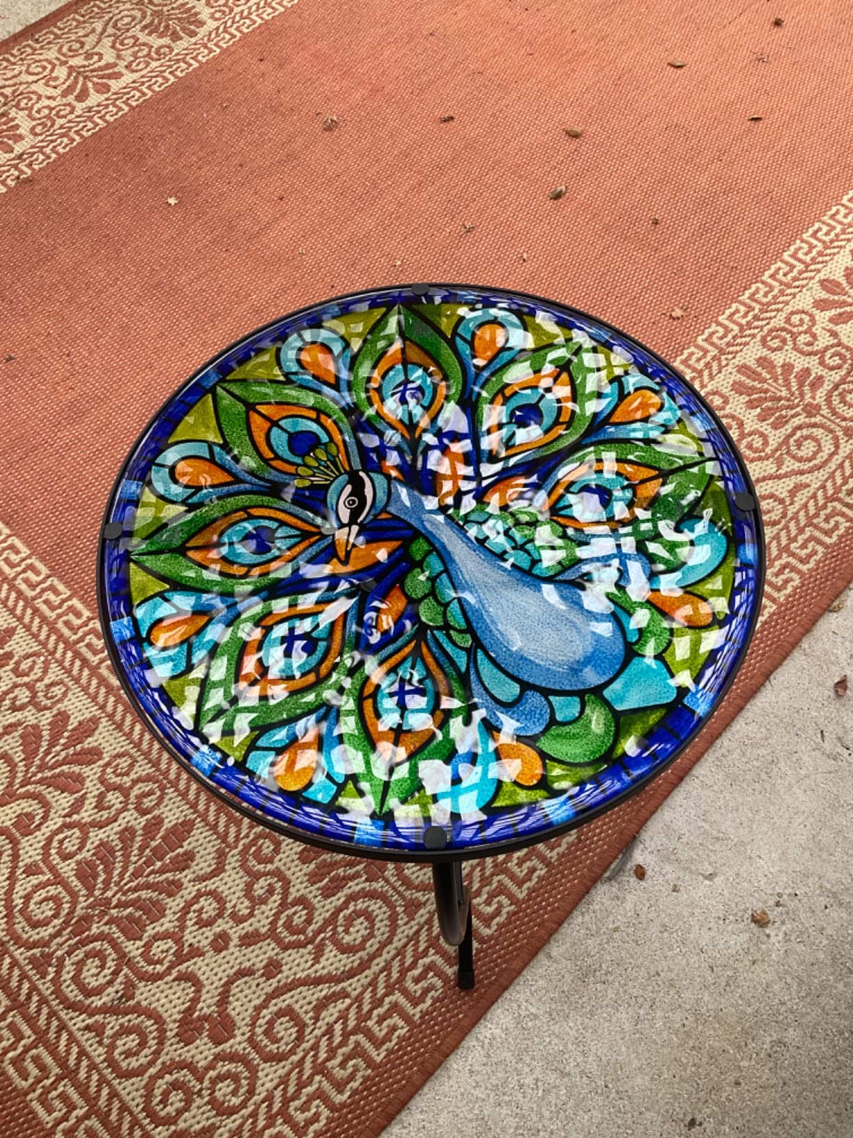 COSTWAY Garden Side Table, Osaic Round Bistro Coffee Table With