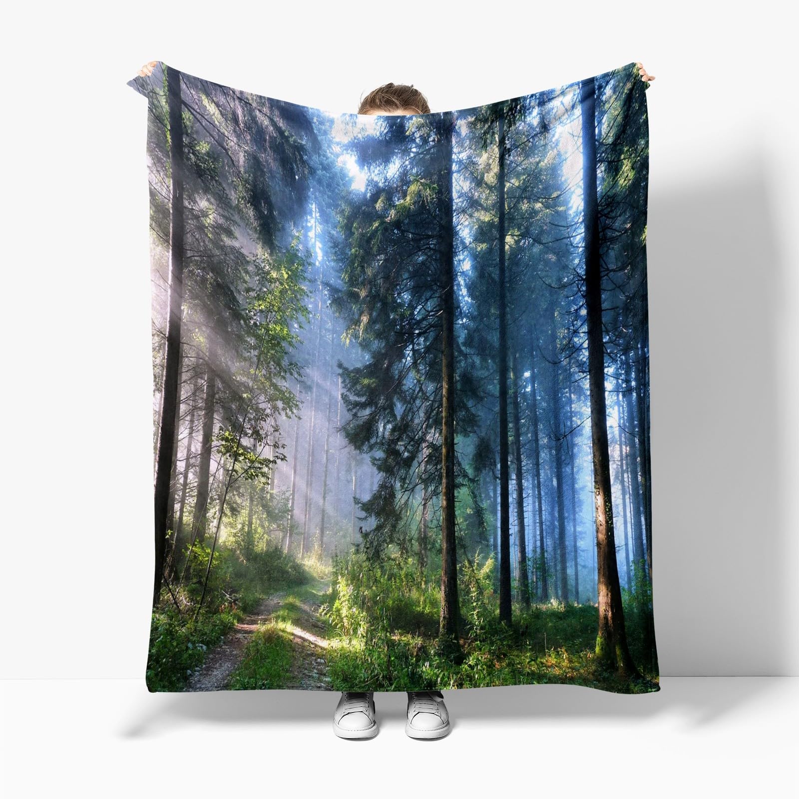Coperta Plaid in Flanella di Pile Verde foresta 150x200 cm Super Morbida e Calda Coperta in Microfibra Letto Matrimoniale Singolo, Coperte per Bambina Bambino Regalo