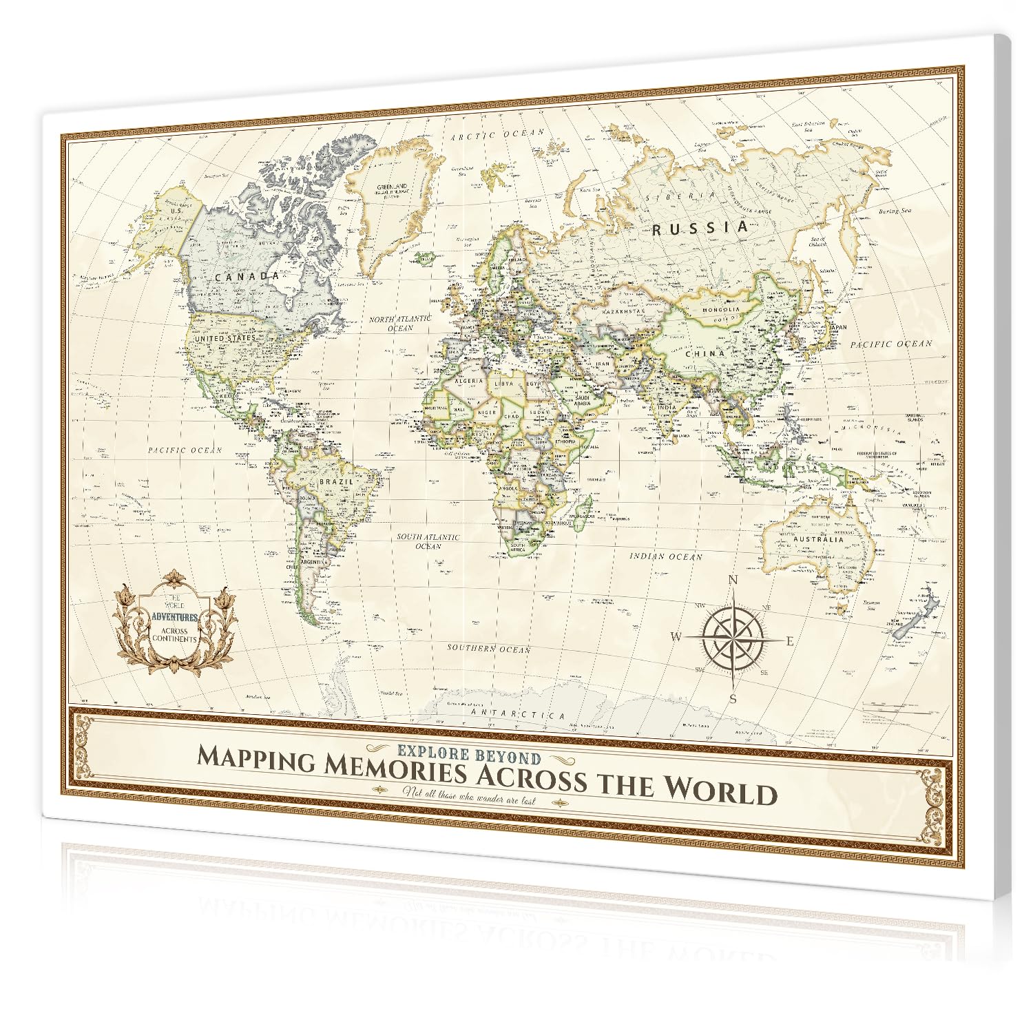 DECORARTS World Maps for Wall, Colorful World Map Canvas, 40x30''