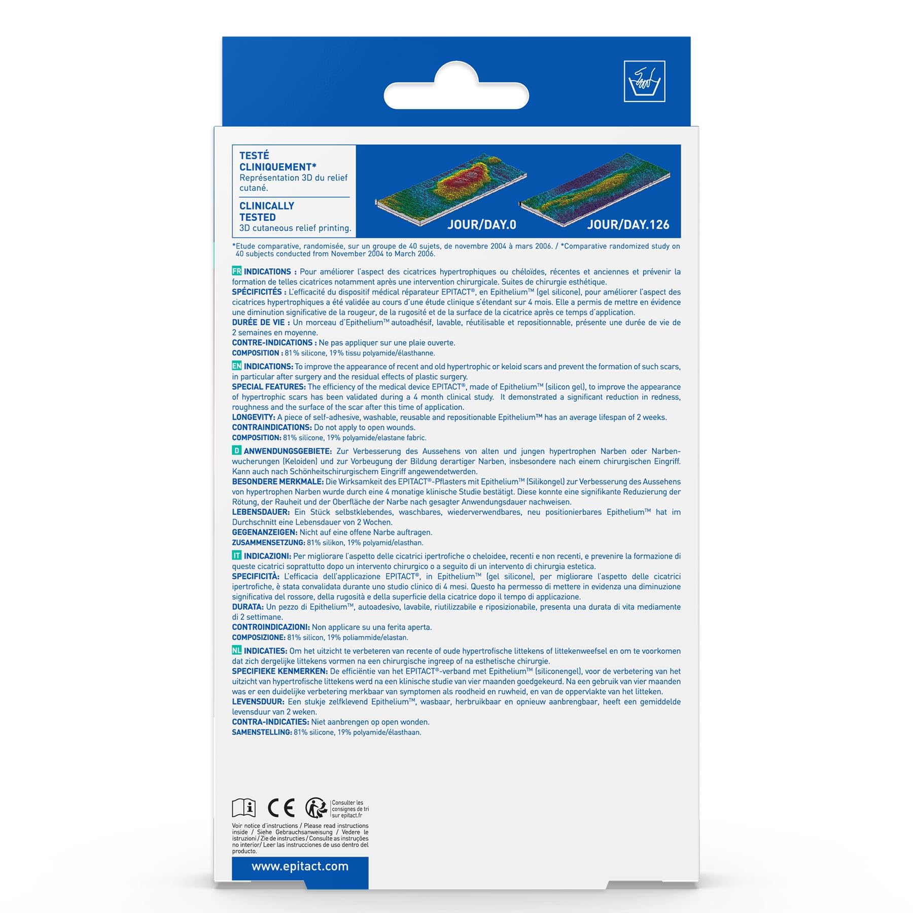 EPITACT | Protection en Silicone Cicatrices Chéloïdes et Hypertrophiques | Prévient et Améliore l’Aspect des Cicatrices Rouges, Gonflées, Boursouflées | Innovation Française
