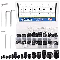 Vista 1 de Glarks Juego de 370 tornillos hexagonales internos de cabeza Allen de 15 tamaños 3/8x1/2 pulgadas -1/8x1/8 pulgadas, kit surtido de tornillos