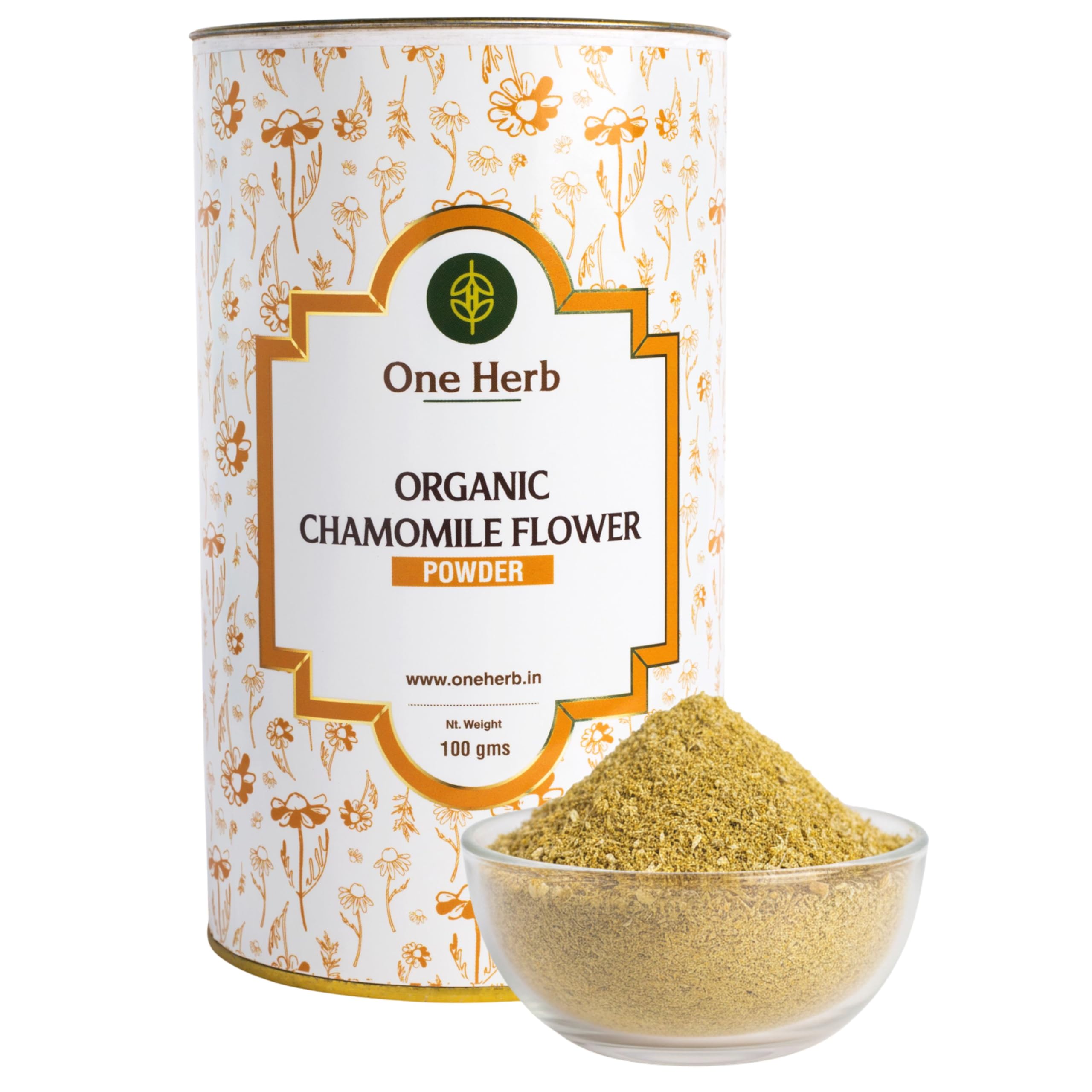 One Herb - Organic Chamomile Flower Powder 100g, Helps Improve Sleep Quality, Boosts Skin and Hair Health, Caffeine Free, Camomile Tea, Chamomile Tea, Herbal Tea