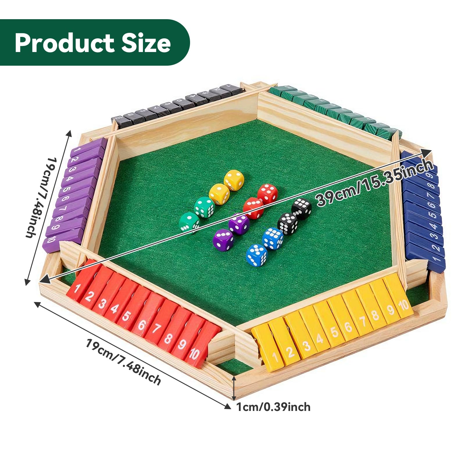 Shut The Box Gra dla 6 graczy, drewniana gra w kości z 12 rzutami, gra drewniana, gra rodzinna, klasyczne gry stołowe, matematyka, zabawka edukacyjna, dla dorosłych i dzieci