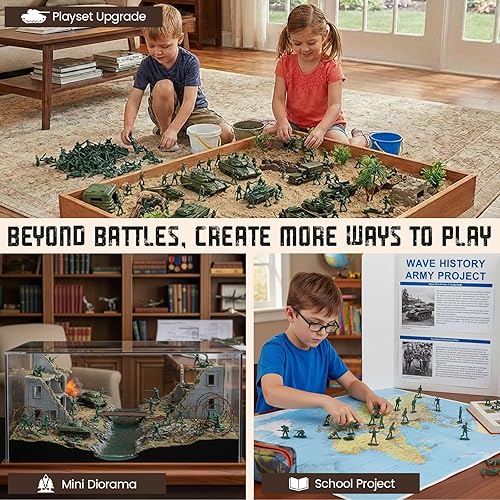 Miniatura 5 de LovesTown 200 soldados de juguete del ejército para hombres, juguetes militares clásicos para niños de más de 3 años, proyectos escolares, dioramas