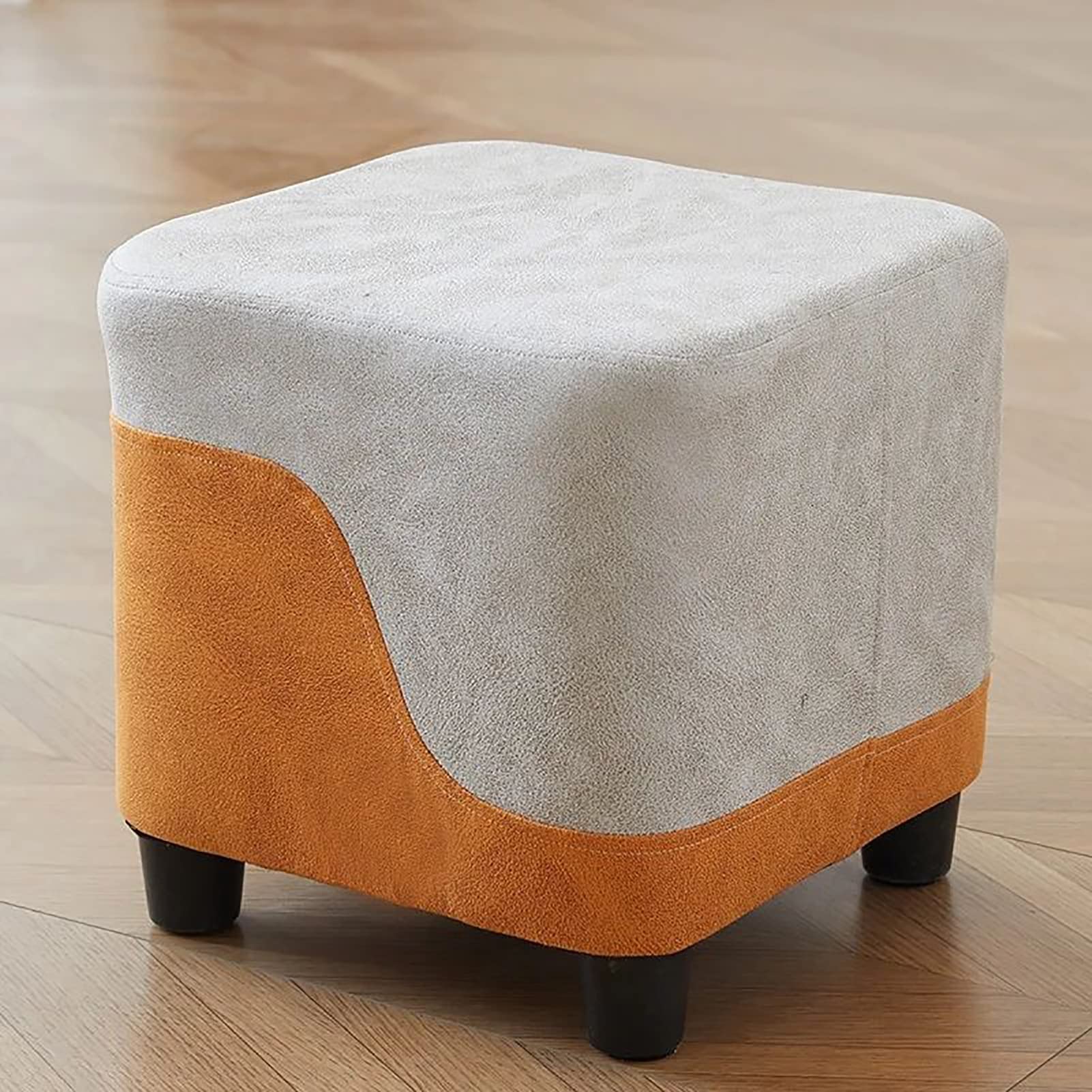 Repose-Pieds Rembourré en Simili Cuir et Bois Massif au Design Contemporain H