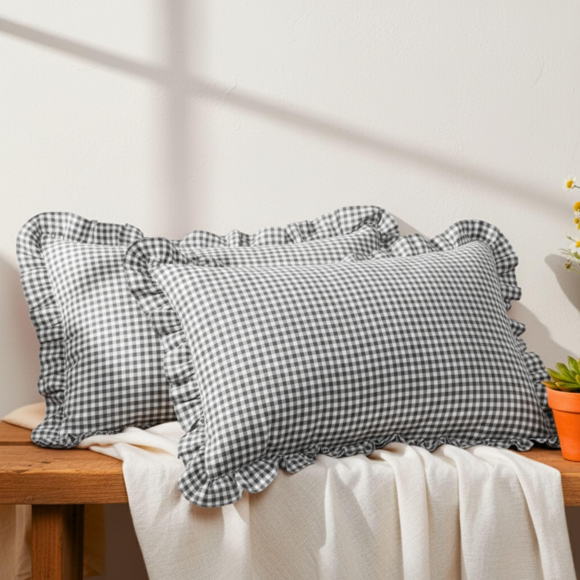 Red Pillow Covers - Set of 2 | Checkered Pillow Cases -15