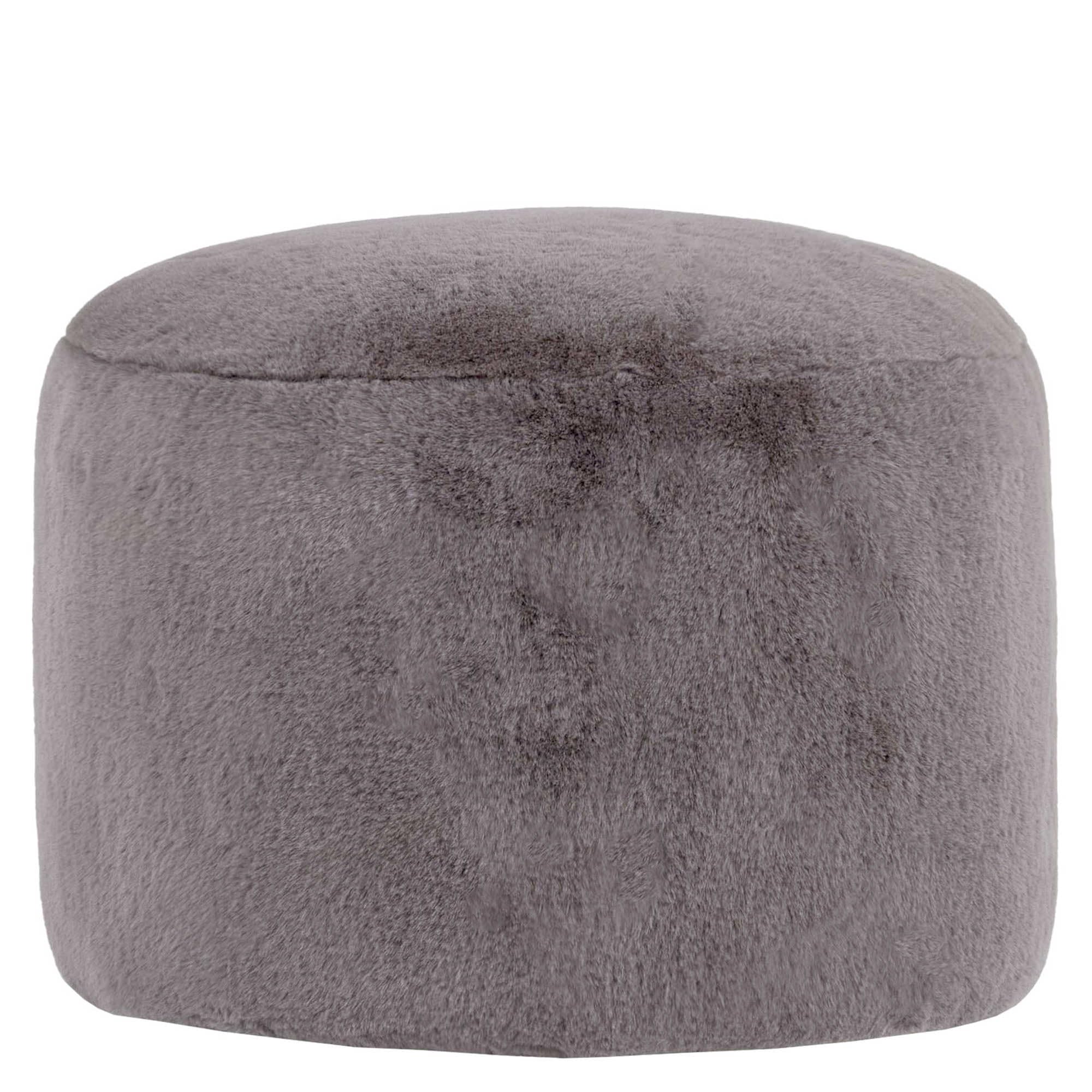 icon Milano Large Faux Fur Bean Bag Footstool with Filling Included, Grey