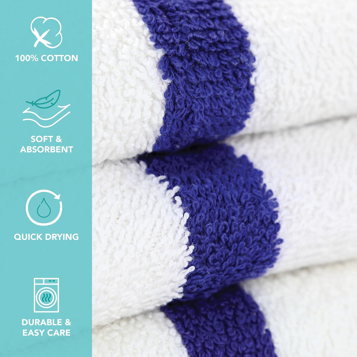 Arkwright White Hand Gym Towels - Pack of 12 - Bulk 100% Cotton Soft Quick Dry Sweat Absorbent Hotel Quality Towels for Workout, Bathroom, Spa, Pool, 16 x 27 in, Blue
