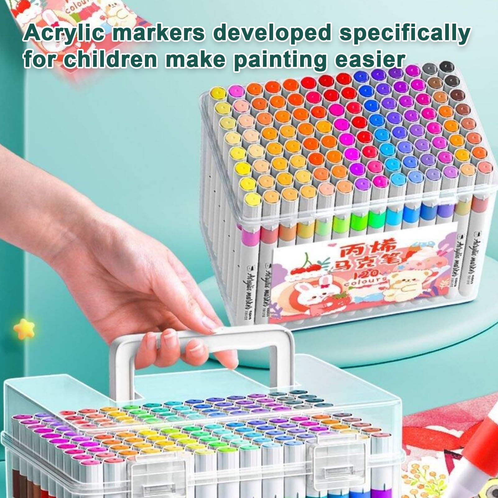 Kinder Malstifte Acrylfarben-Marker-Set Für Kinder | Schmutzabweisende Leuchtende Langhaltende Malstifte Für Schule, Unterricht, Reise & Ostergeschenke