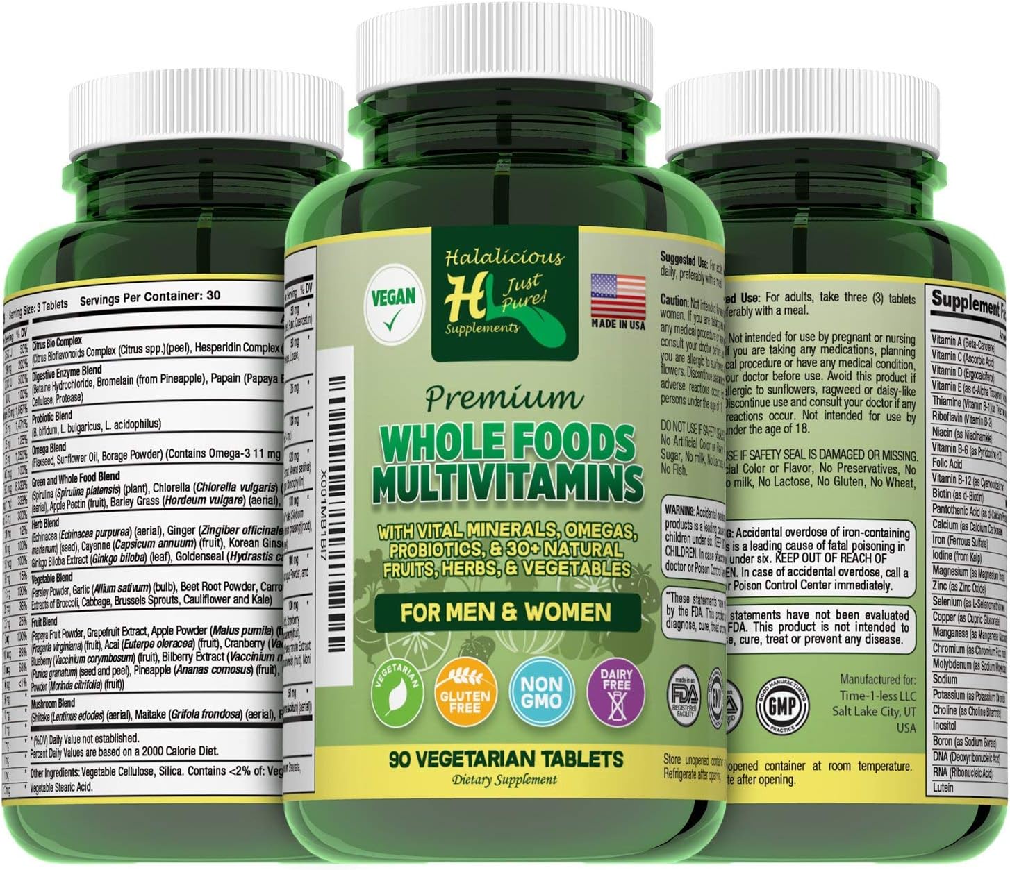 Vegan, Halal, Mega-Multivitamin Plus Vitamin K and Minerals: for Men/Women Vitamin