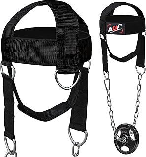 AQF Arnés De Cabeza, Pesas Ajustables Entrenar Cuello Straps, Boxeo Y Fitness Cinta Cabeza Con D-Gancho, Head & Neck Trainer Dip Cinturón Para Gimnasio, Musculacion, Ejercicio Talla Única