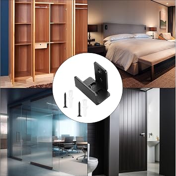 4 Pcs Sliding Barn Door Floor Guides, Adjustable Flush Sliding Door Guide, Sliding Barn Door Bottom Guide, Heavy Duty U Shape Sliding Barn Door Guide Wall Mount Lower Guide Roller Hardware Kit