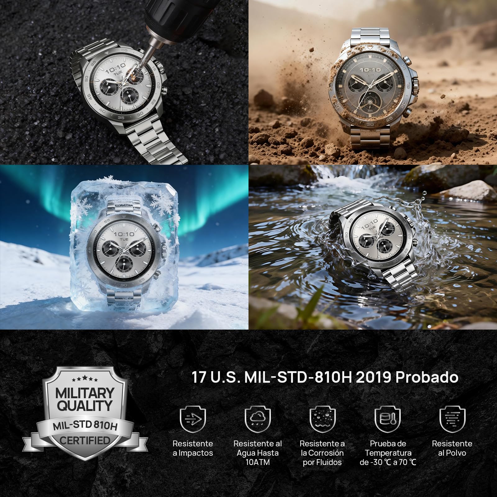 Mibro GS Explorer S TI Reloj Inteligente para Correr con GPS, Smartwatch con Impermeable 10ATM, Bisel Titanium, Llamadas Bluetooth, Altímetro, Barómetro, Brújula, para Android iOS (Correa de Titanio)