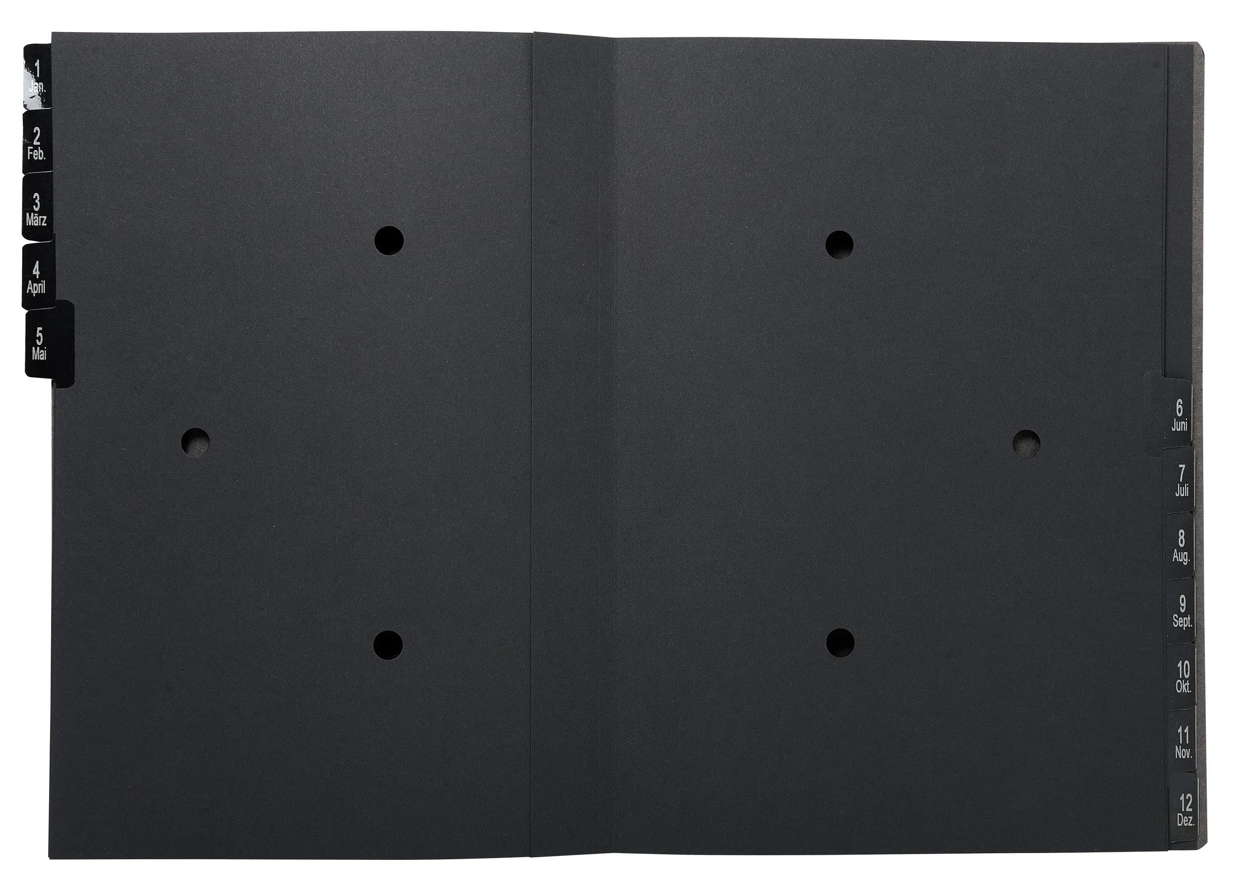 Exacompta - Ref. 57012E Ordnungsmappen, 12 Stück, fester Einband, innen aus recycelter Karte, digitale laminierte Registerkarten mit 1 bis 12-12 Fächern, Maße: 25 x 33 cm, für A4, Schwarz