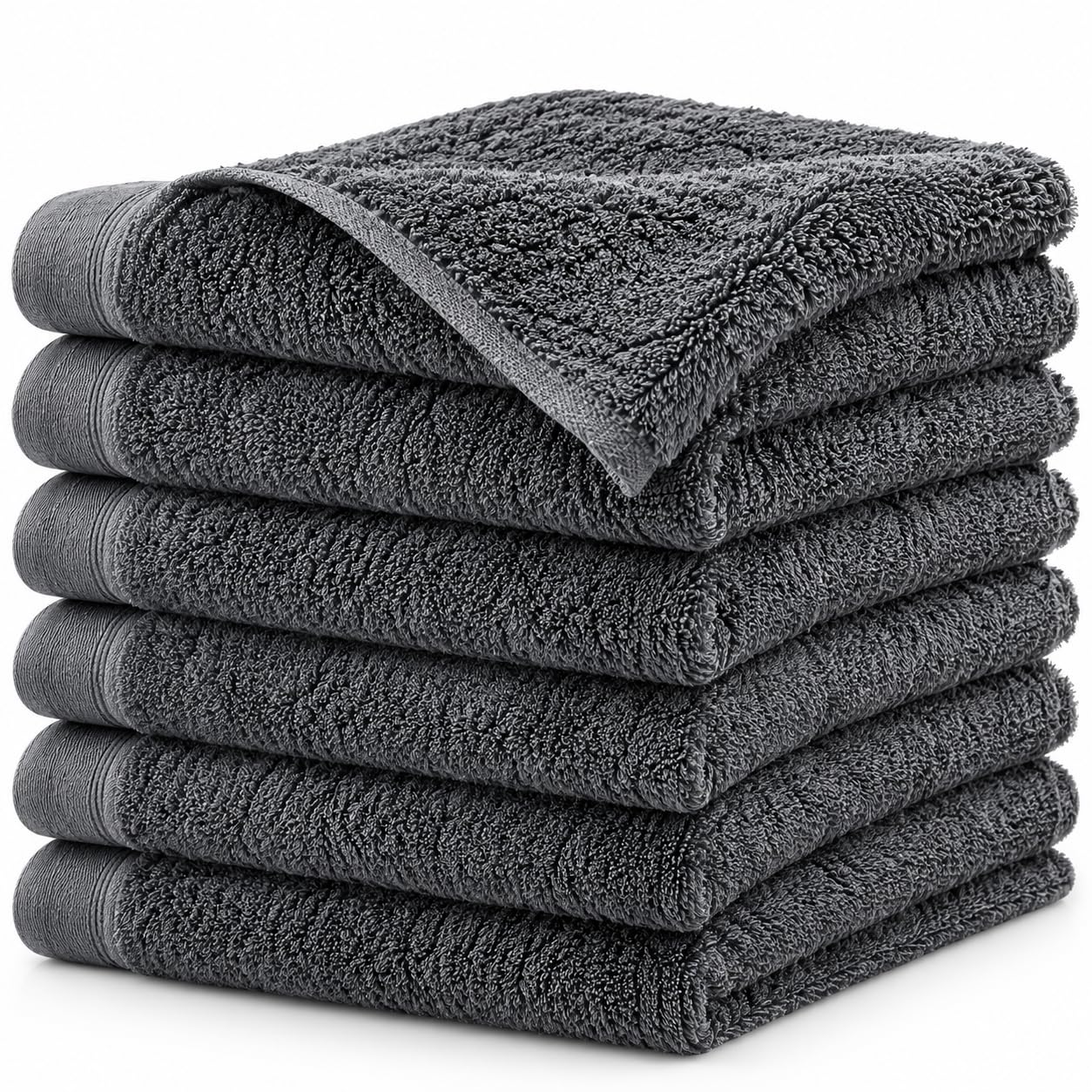 Set di asciugamani di alta qualità (confezione da 6) antracite, 100 x 50 cm, 100% cotone, 580 g/m², certificato Oeko-TEX®, prodotto in Portogallo