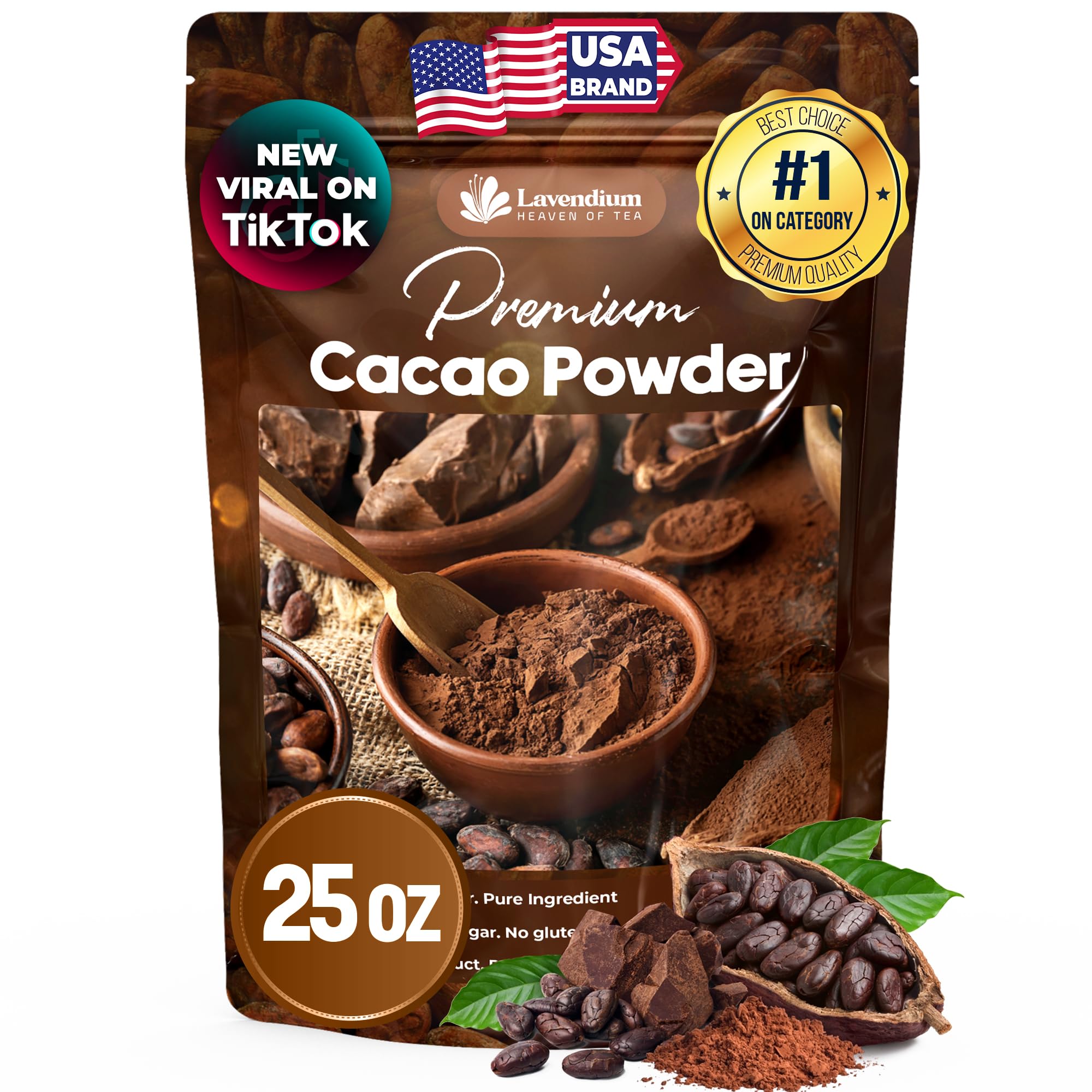 Amazon.com : Lavendium Cacao Powder, Unsweetened, 25 oz | Pure