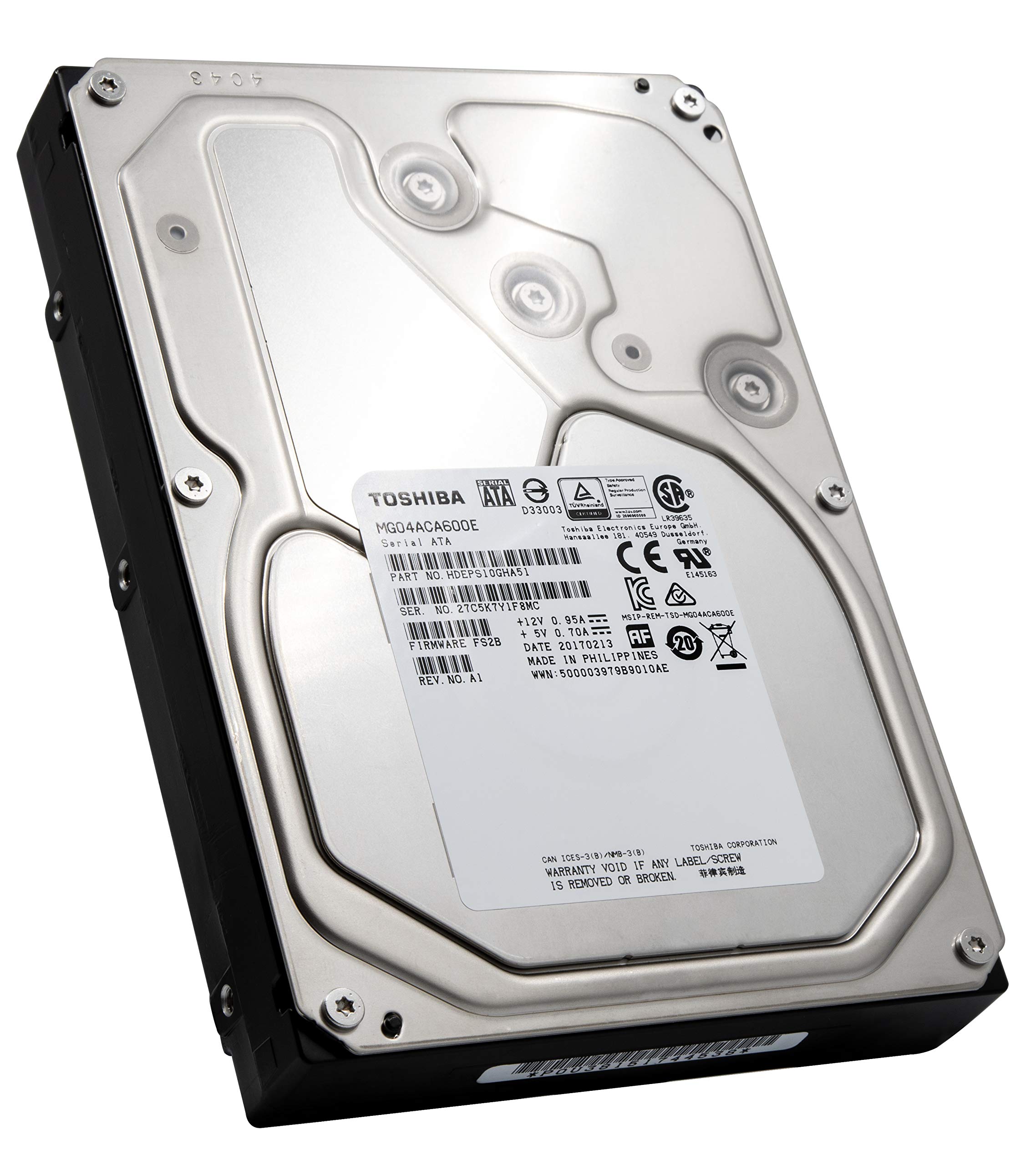Toshiba 6TB Interne Festplatte MG04ACA600EY 3,5 Zoll HDD SATA 6Gb/s - NL - 7200 RPM - Puffer: 128 MB (Reacondicionado)