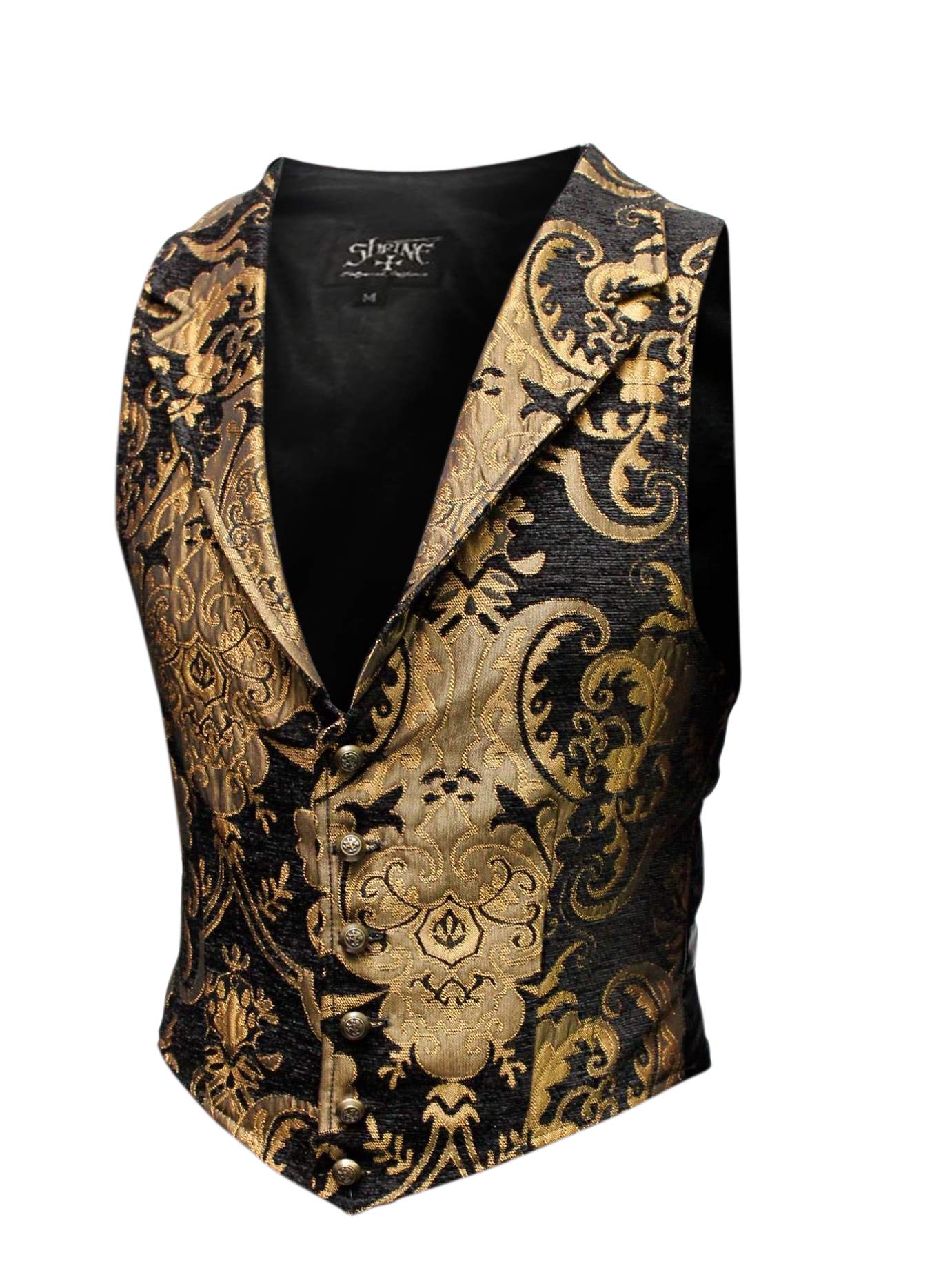 Shrine Men's Victorian Gothic Formal Aristocrat Vest Gold Black Tapestry