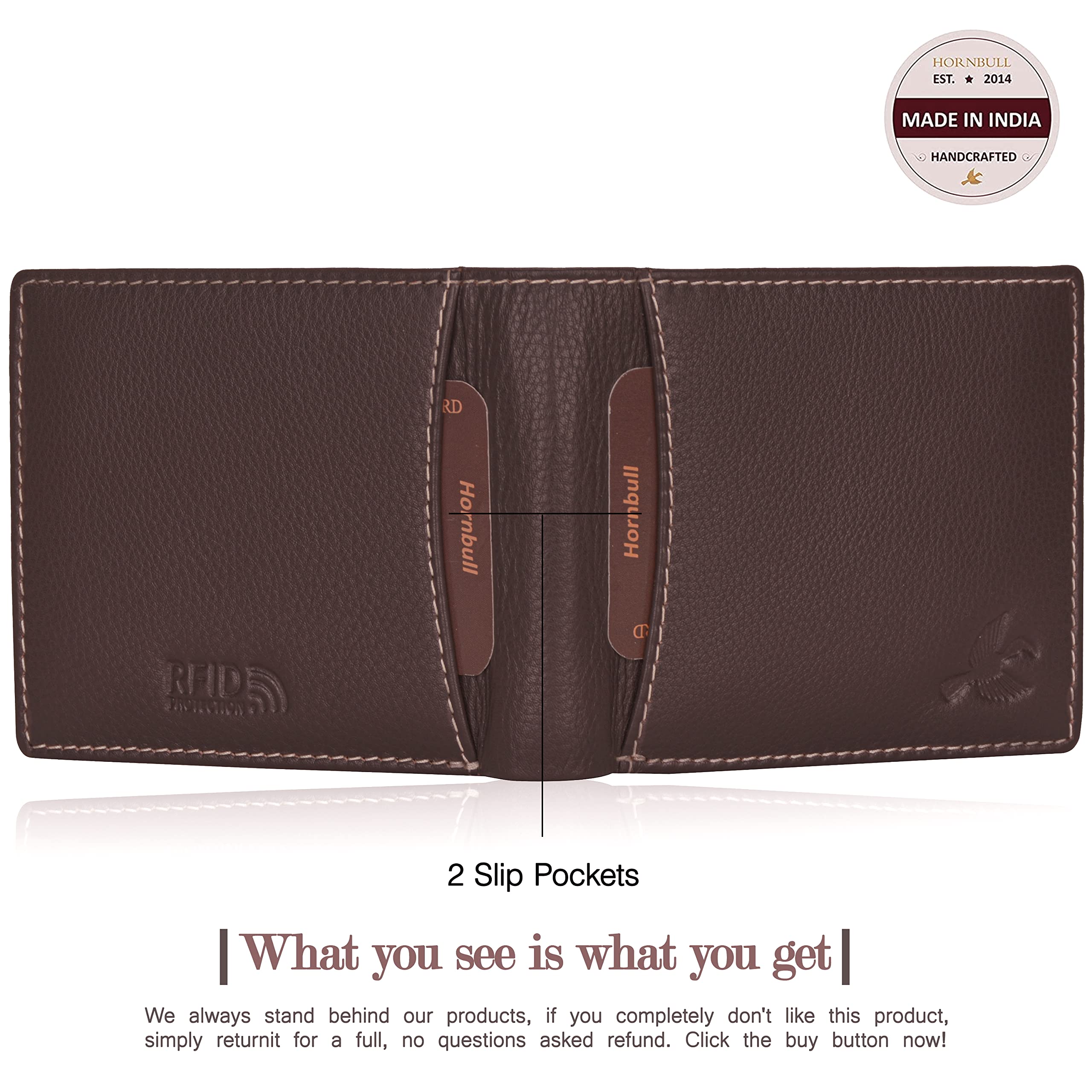 HORNBULL Themes Brown Leather Wallet for Mens, Keyring & Pen Combo Gift Set for Men PN095 - Image 5 thumbnail