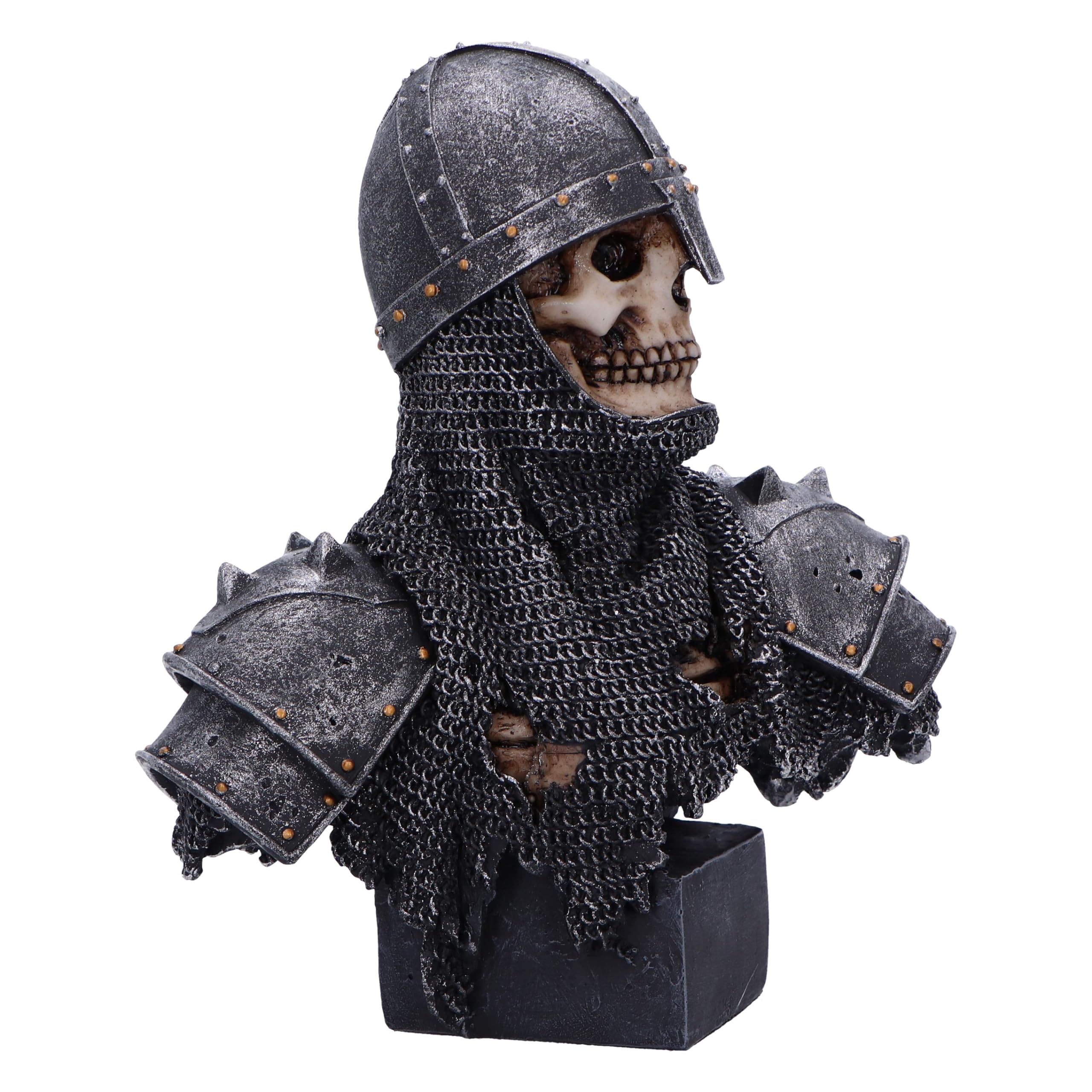Nemesis Now Into The Knight Buste de Chevalier 19 cm, en résine, Argent, Buste de Chevalier Squelette, Buste médiéval, Statue d'histoire médiévale, coulée dans la Meilleure résine, Peinte à la Main