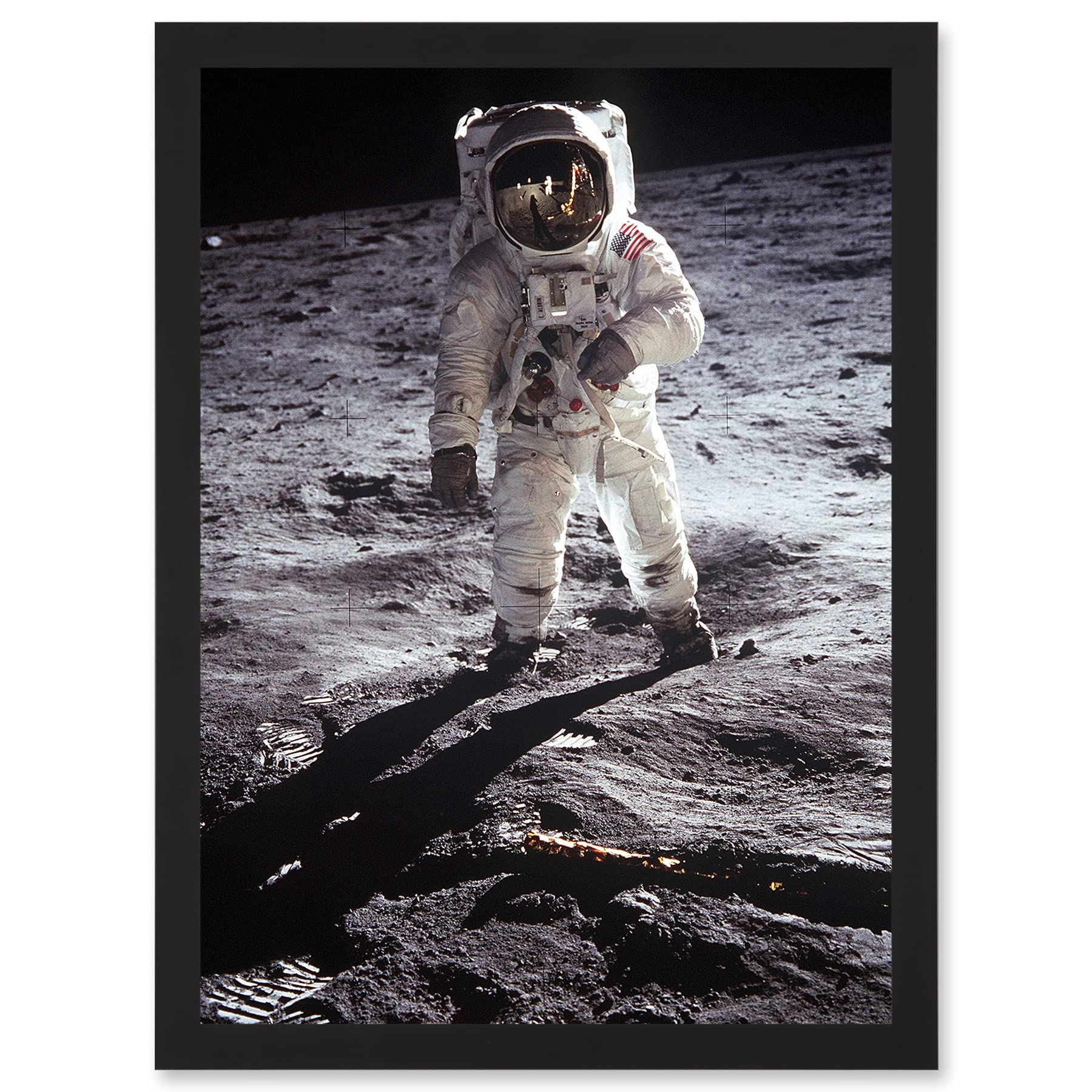 Artery8 Apollo 11 Astronaut Aldrin Armstrong 50th Anniversary Moon Landing A4 Artwork Framed Wall Art Print