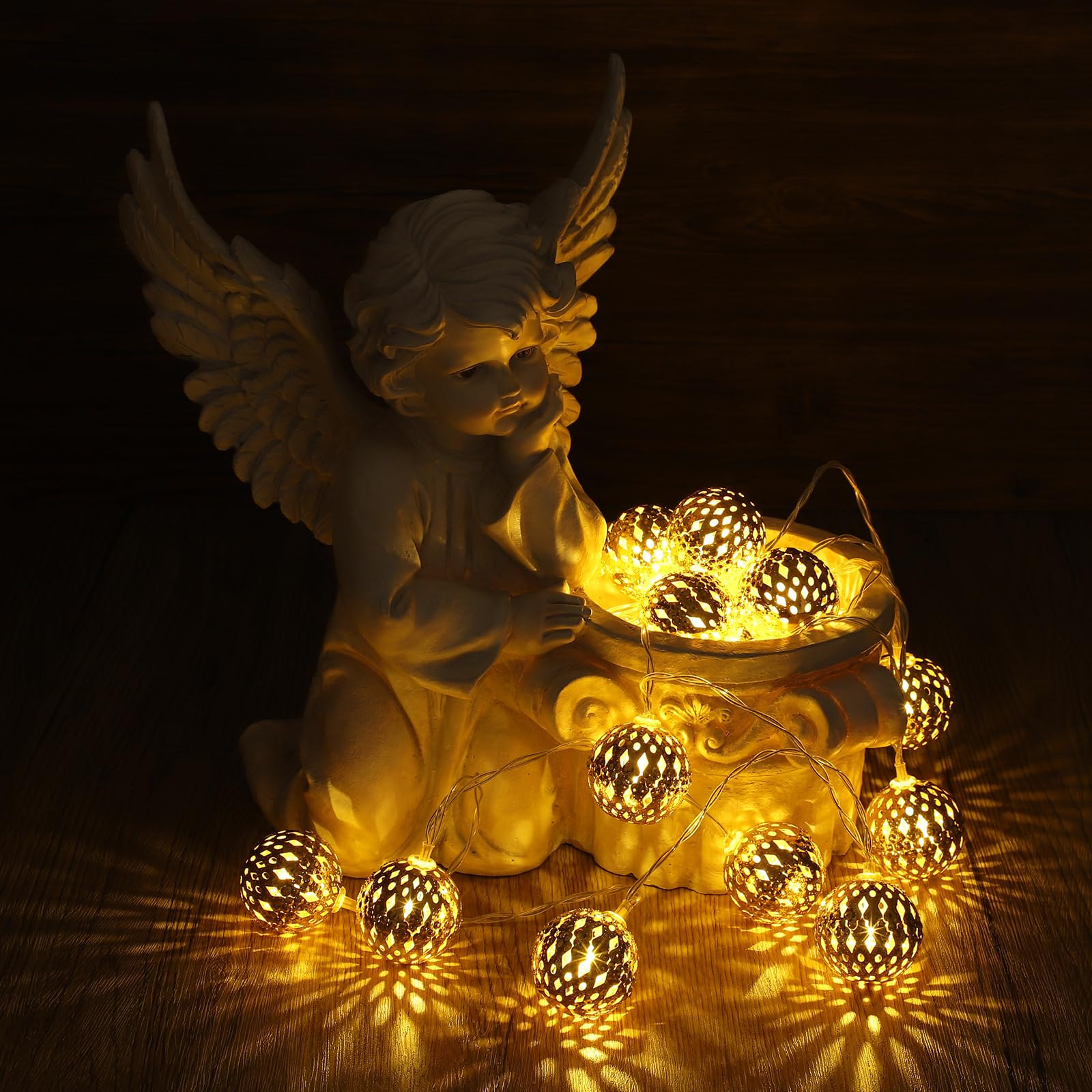 Catena Luminosa Marocchina, 20 LED Bianchi Caldi a Pile per Interni con Timer, Decorazione Orientale per Camere Matrimoni Feste Ramadan Natale